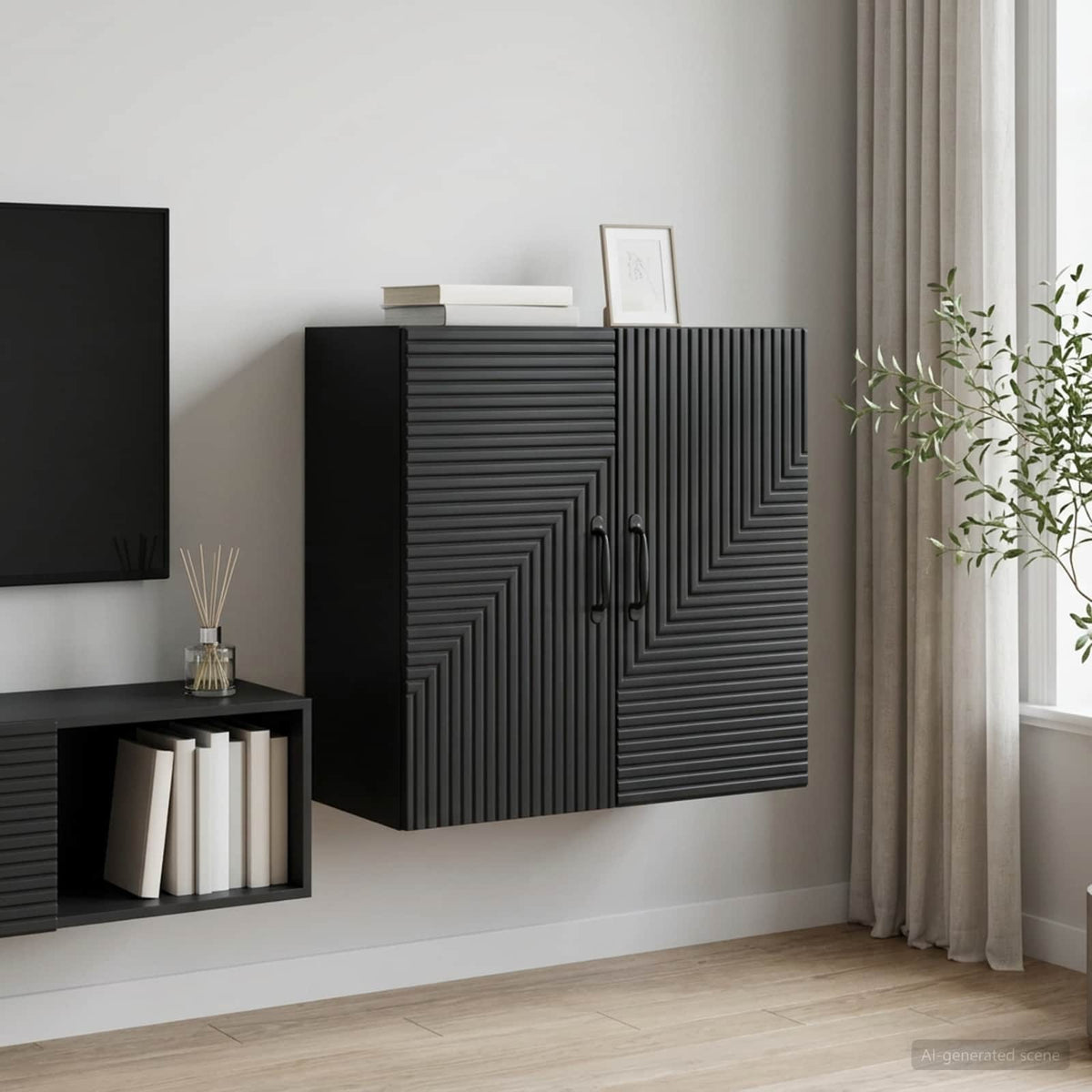 Wandschrank Schwarz 59 x 31 x 60 cm Holzwerkstoff