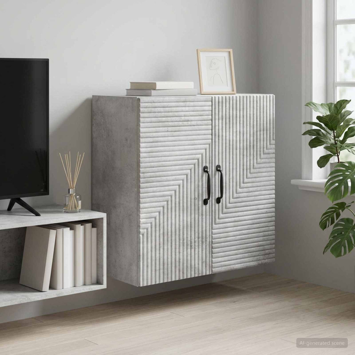Wandschrank Betongrau 59 x 31 x 60 cm Holzwerkstoff