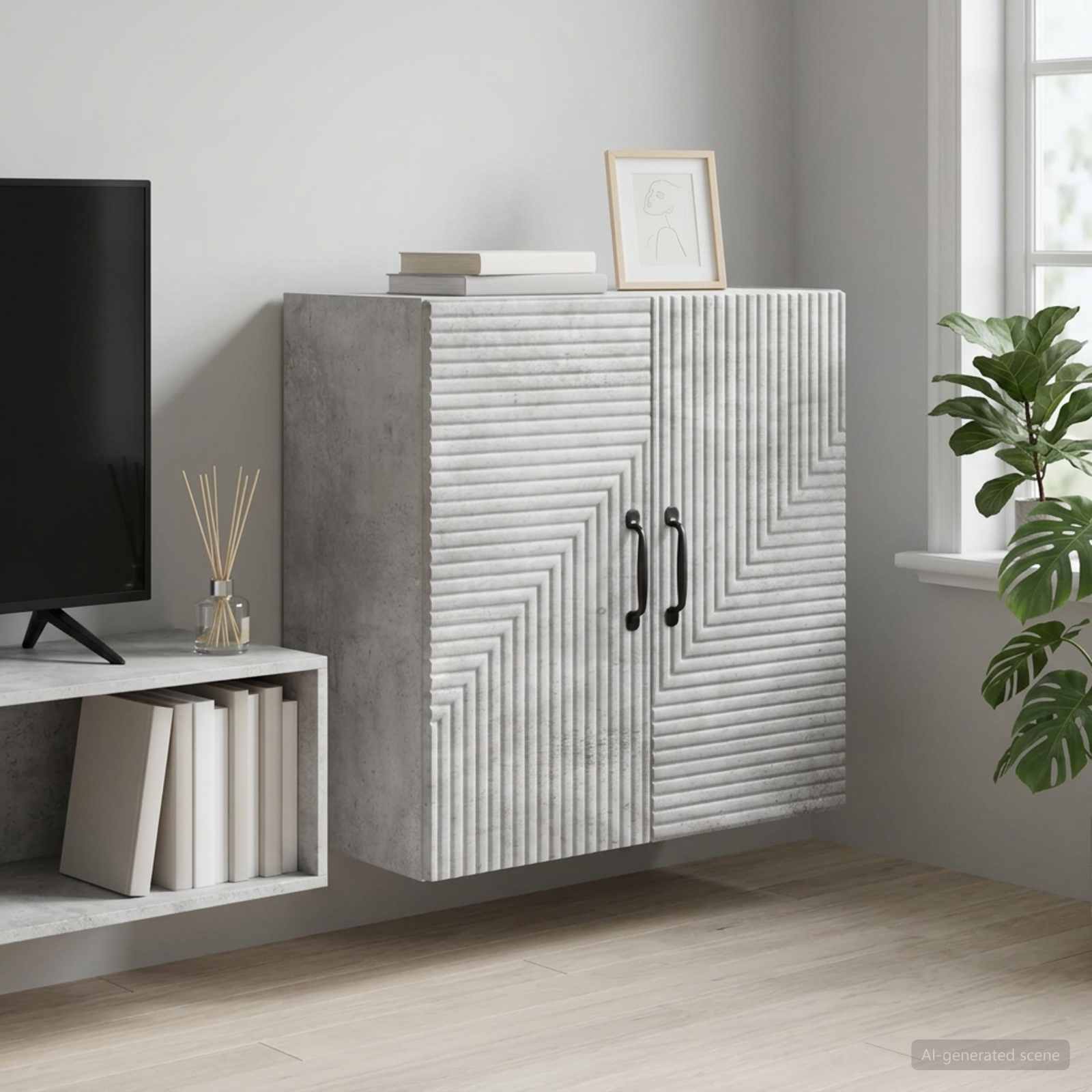 Wandschrank Betongrau 59 x 31 x 60 cm Holzwerkstoff