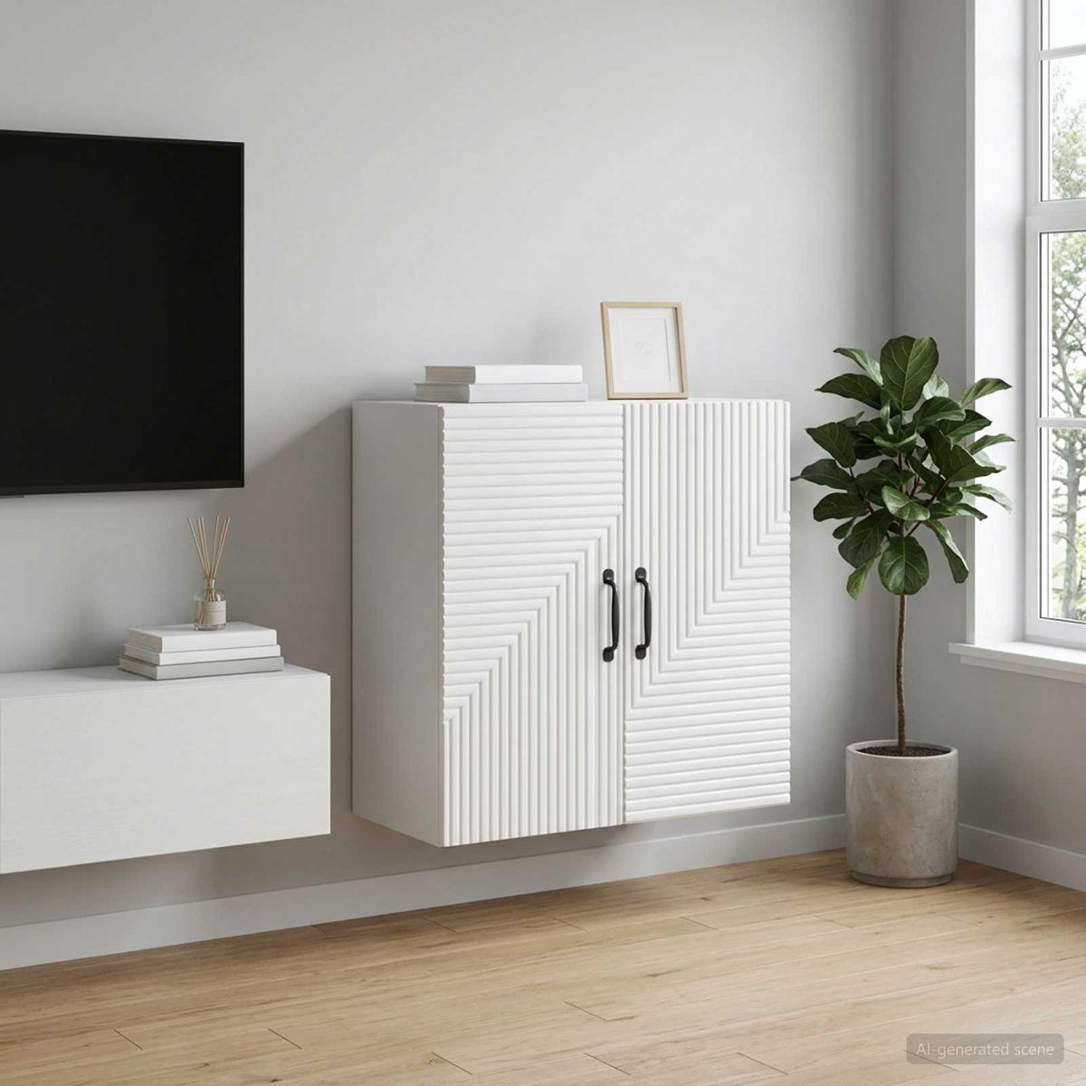 Wandschrank Hochglanz Weiß 59 x 31 x 60 cm Holzwerkstoff
