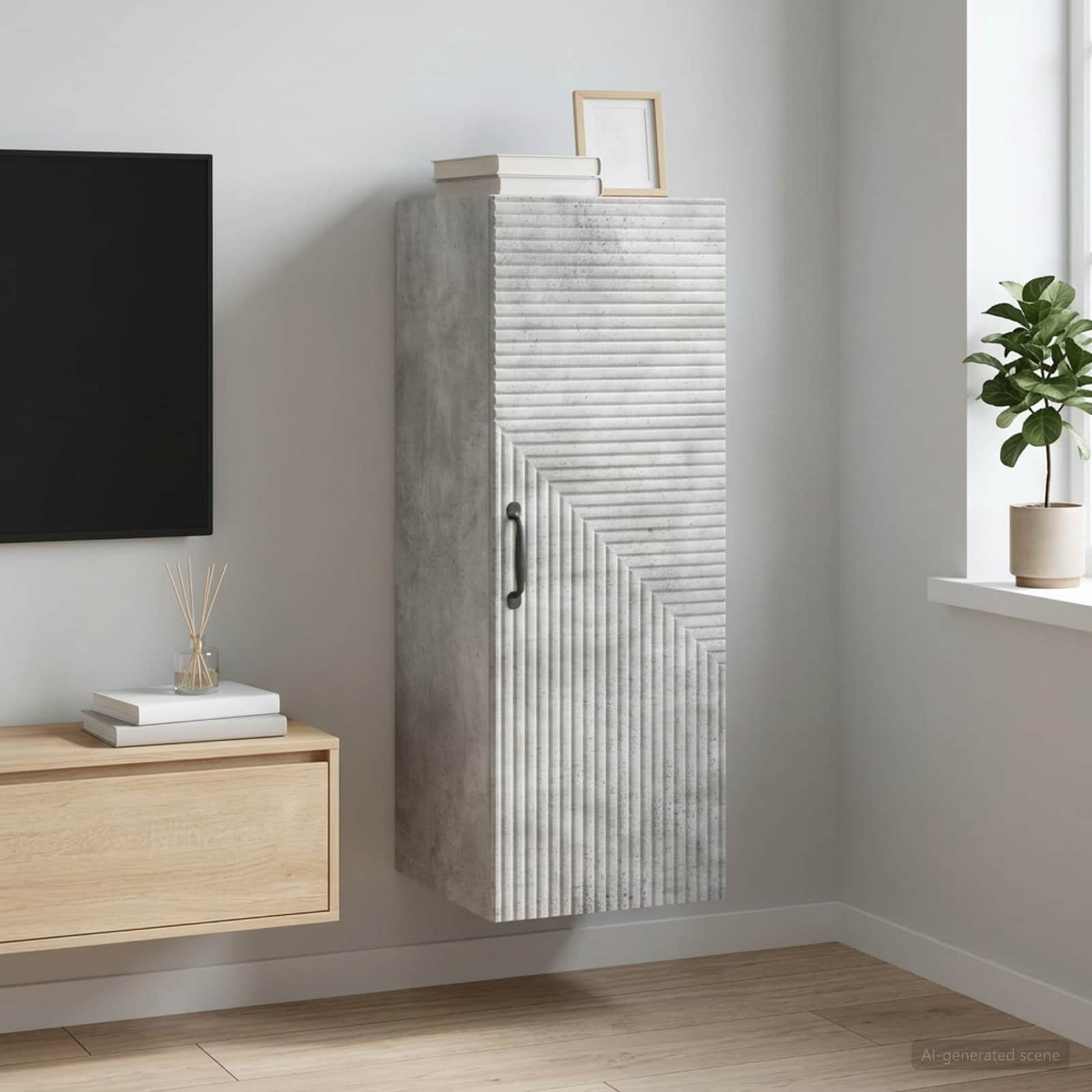 Wandschrank Betongrau 33 x 34,5 x 90 cm Holzwerkstoff