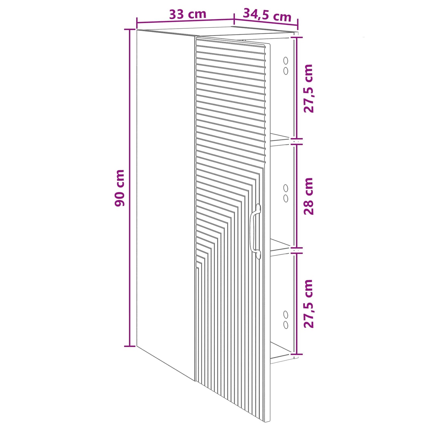Wandschrank Betongrau 33 x 34,5 x 90 cm Holzwerkstoff