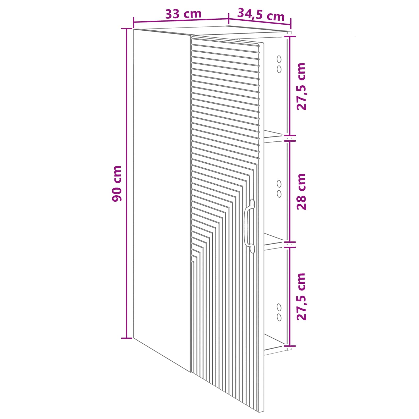 Wandschrank Betongrau 33 x 34,5 x 90 cm Holzwerkstoff
