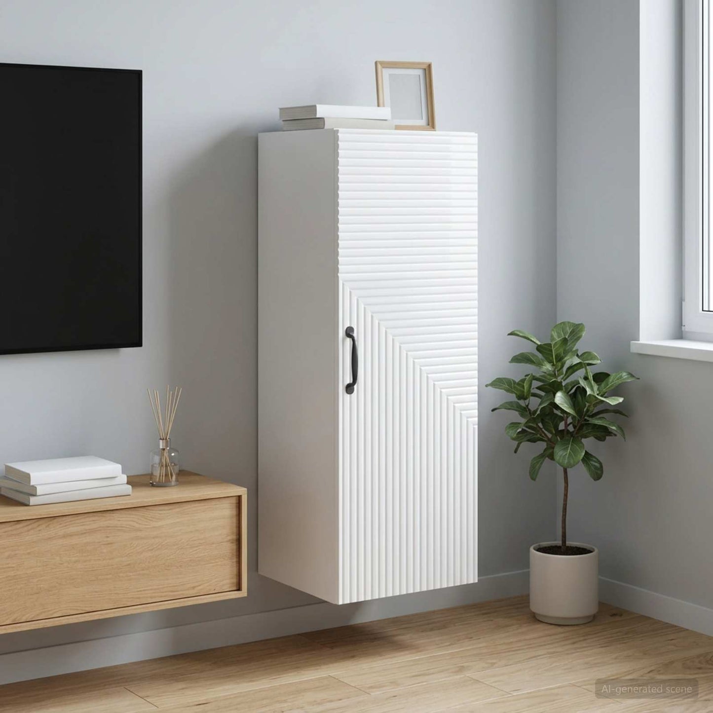 Wandschrank Hochglanz Weiß 33 x 34,5 x 90 cm Holzwerkstoff