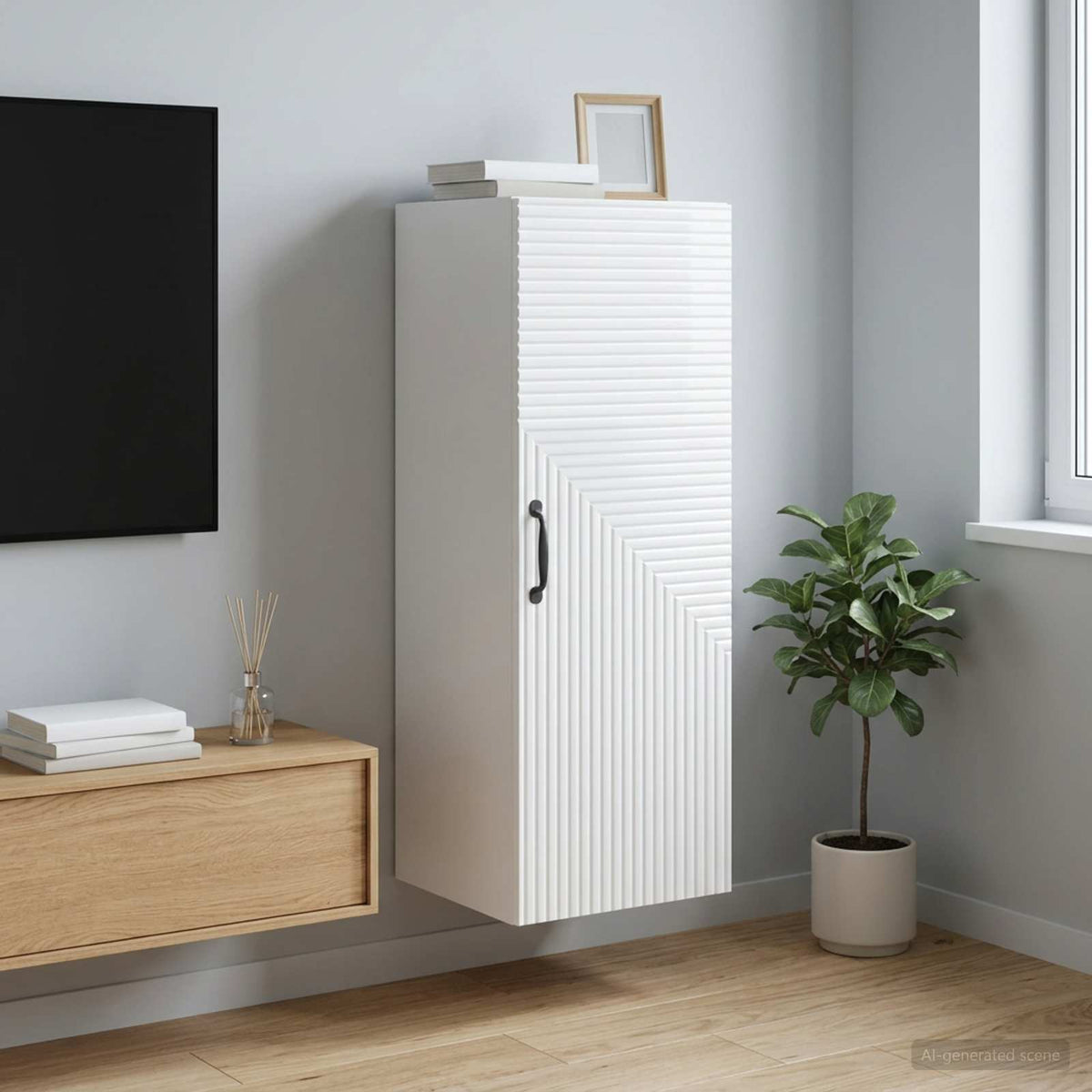 Wandschrank Hochglanz Weiß 33 x 34,5 x 90 cm Holzwerkstoff