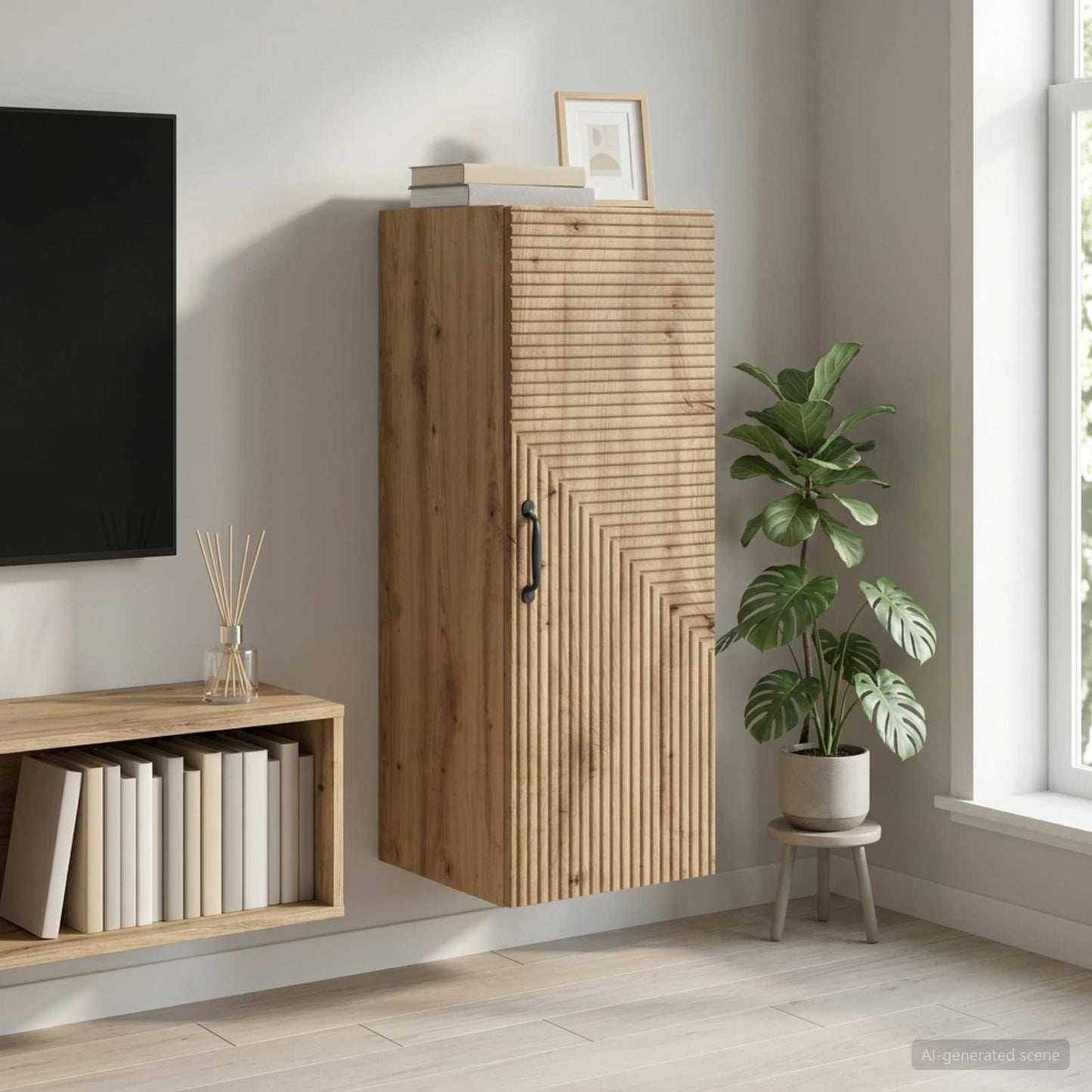 Wandschrank 33 x 34,5 x 90 cm Holzwerkstoff Artisan-Eiche