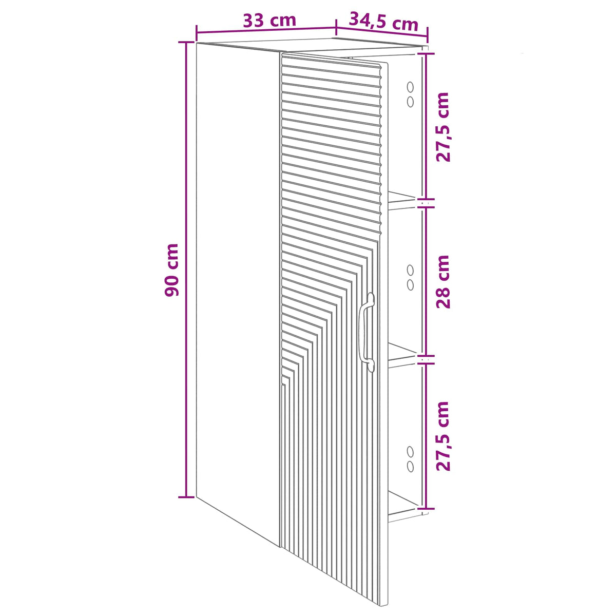 Wandschrank 33 x 34,5 x 90 cm Holzwerkstoff Artisan-Eiche