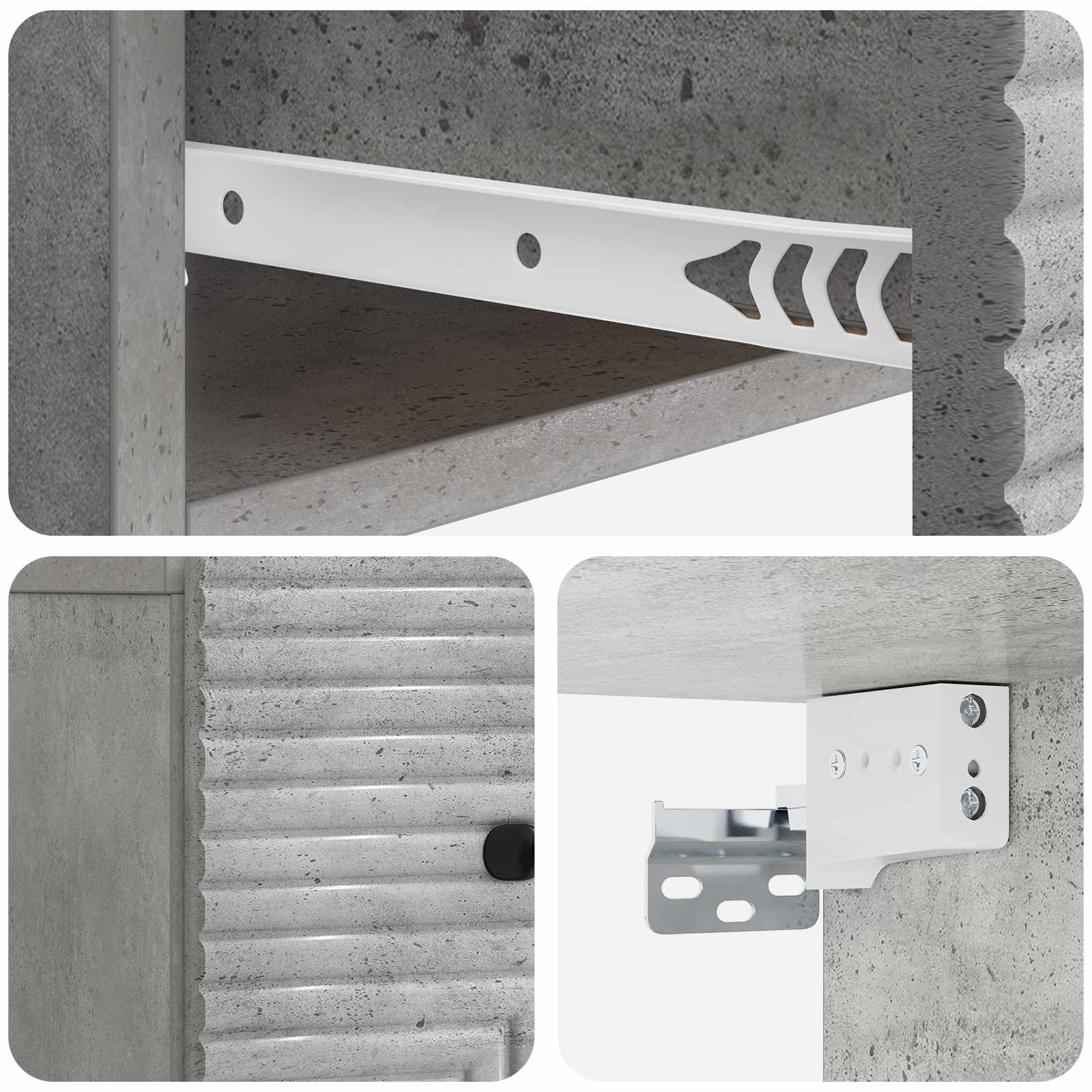 Wandmontierter Nachttisch 2 Stk. Betongrau 34,5 x 33 x 20 cm