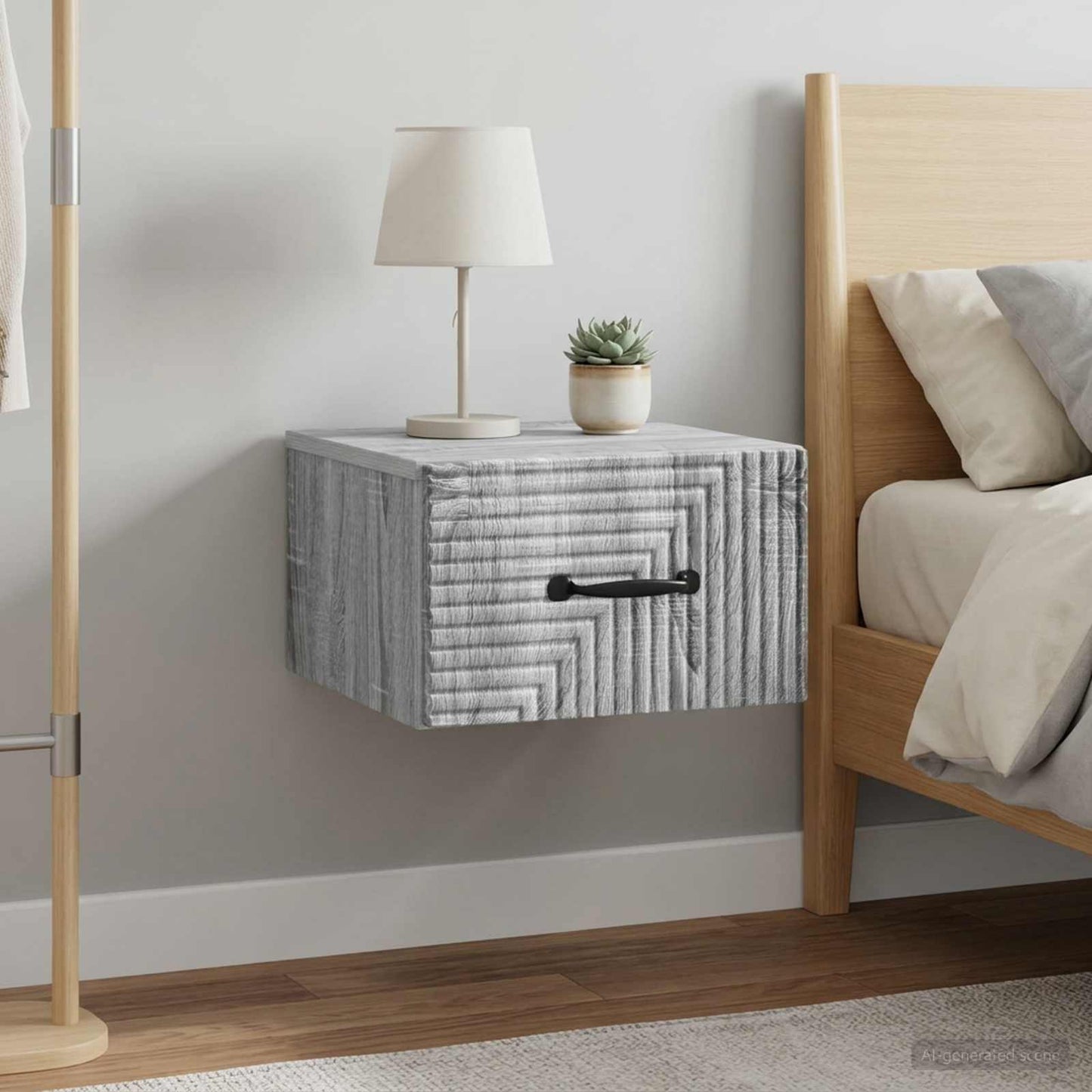 Wandmontierter Nachttisch 2 Stk. Sonoma-Grau 34,5 x 33 x 20 cm
