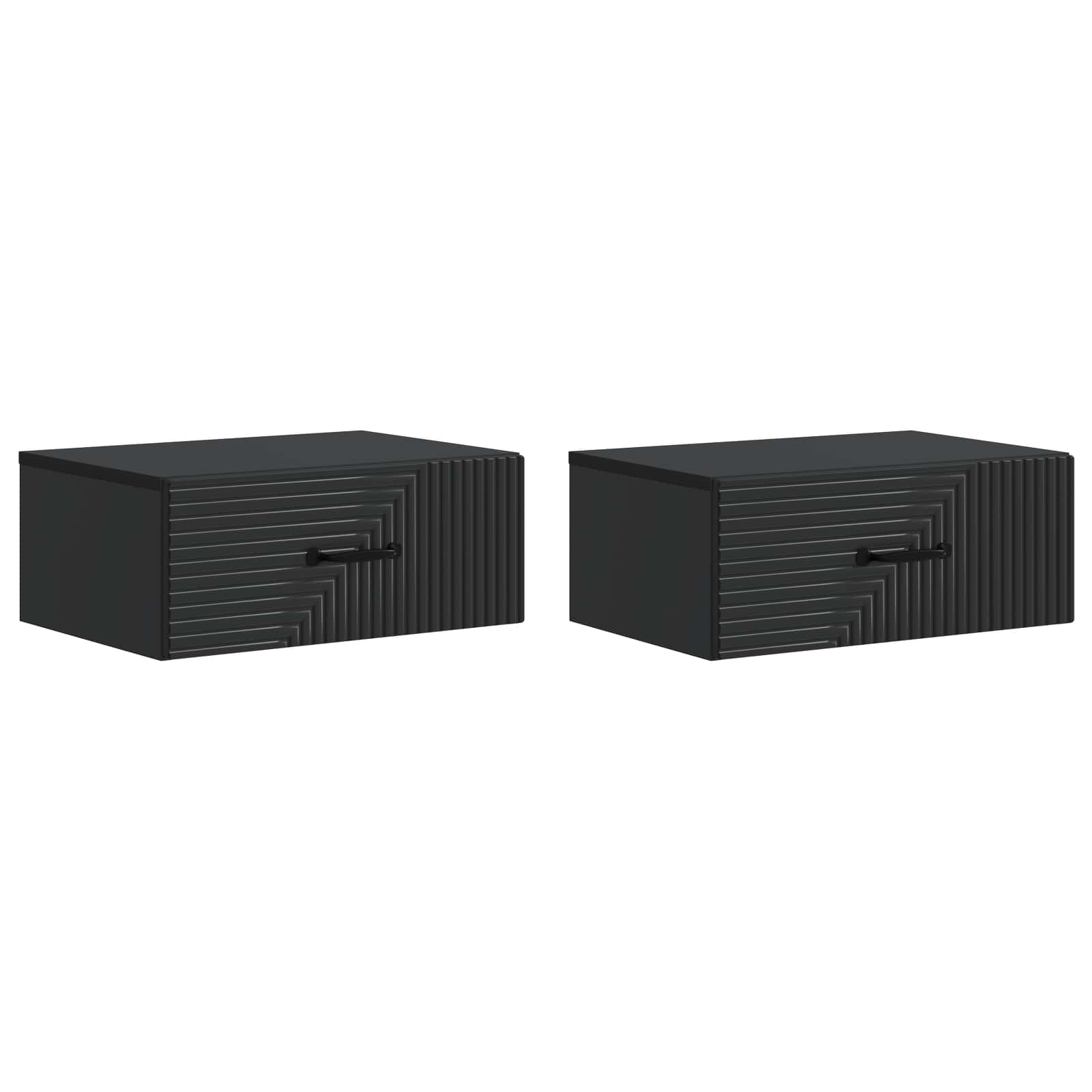 Wandmontierter Nachttisch 2 Stk. Schwarz 49 x 34,5 x 20 cm