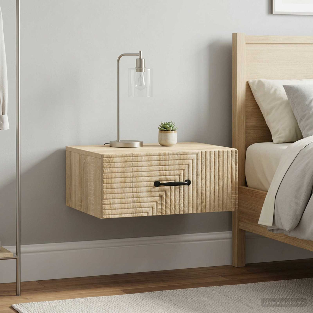 Wandmontierter Nachttisch 2 Stk. Sonoma-Eiche 49 x 34,5 x 20 cm