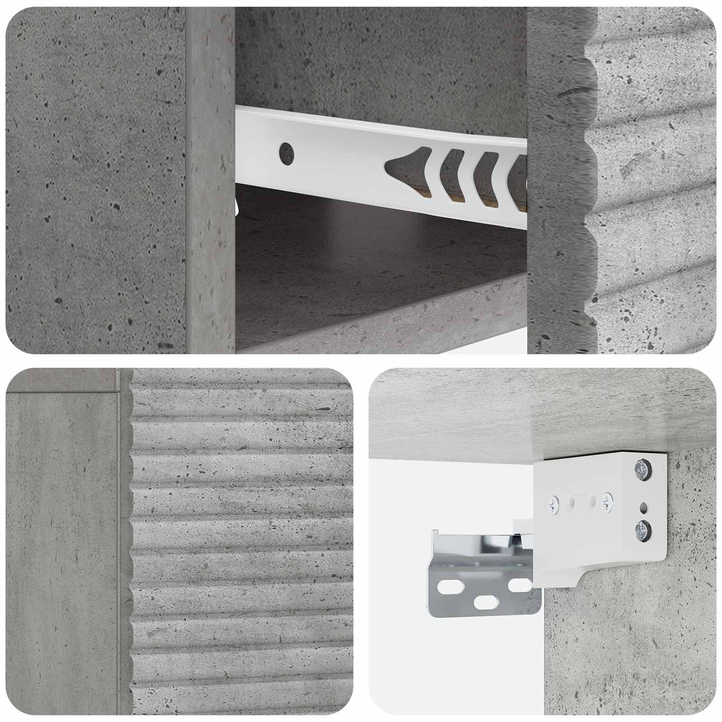 Wandmontierter Nachttisch 2 Stk. Betongrau 49 x 34,5 x 20 cm
