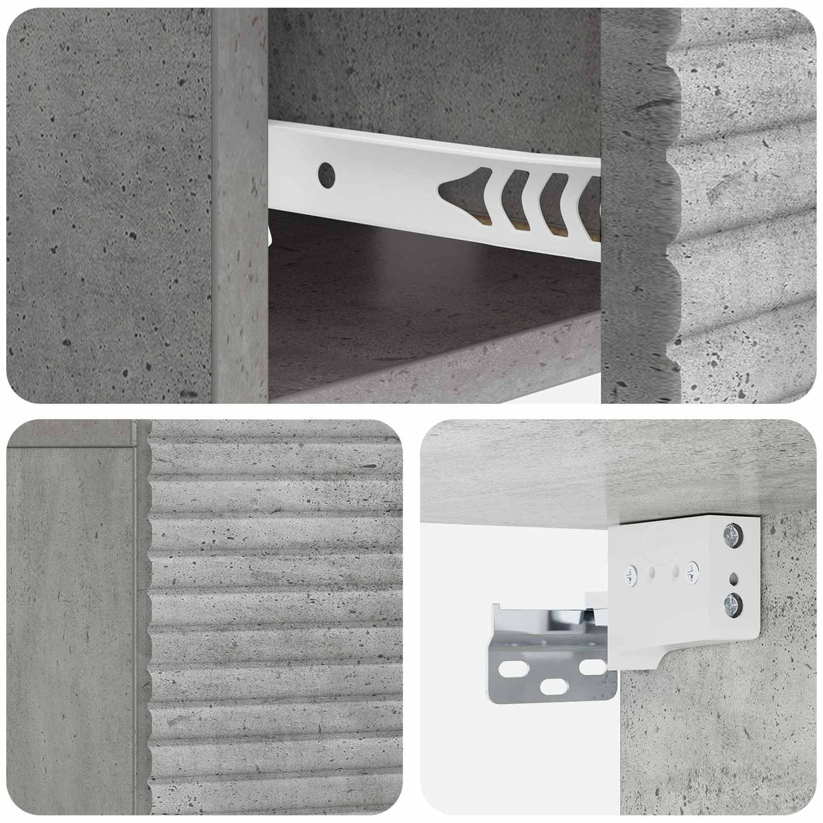 Wandmontierter Nachttisch 2 Stk. Betongrau 49 x 34,5 x 20 cm