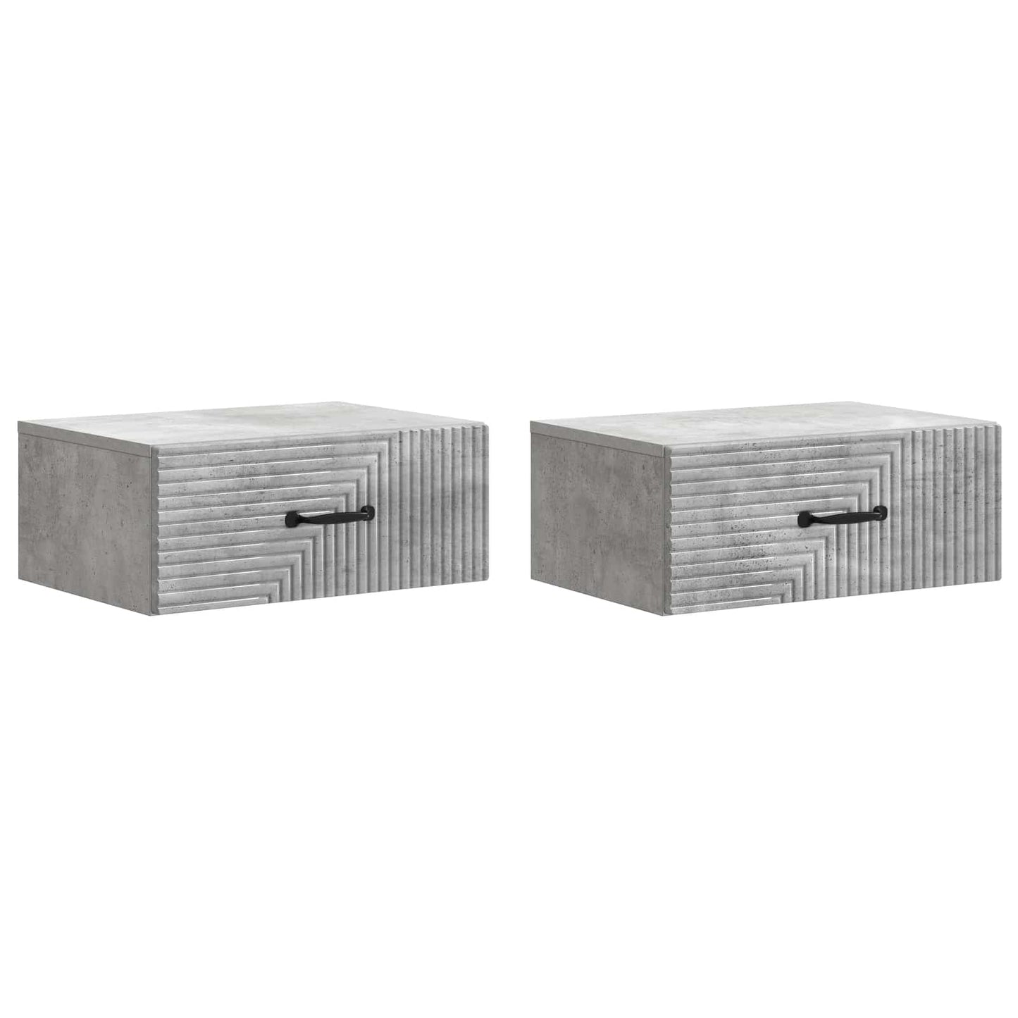 Wandmontierter Nachttisch 2 Stk. Betongrau 49 x 34,5 x 20 cm