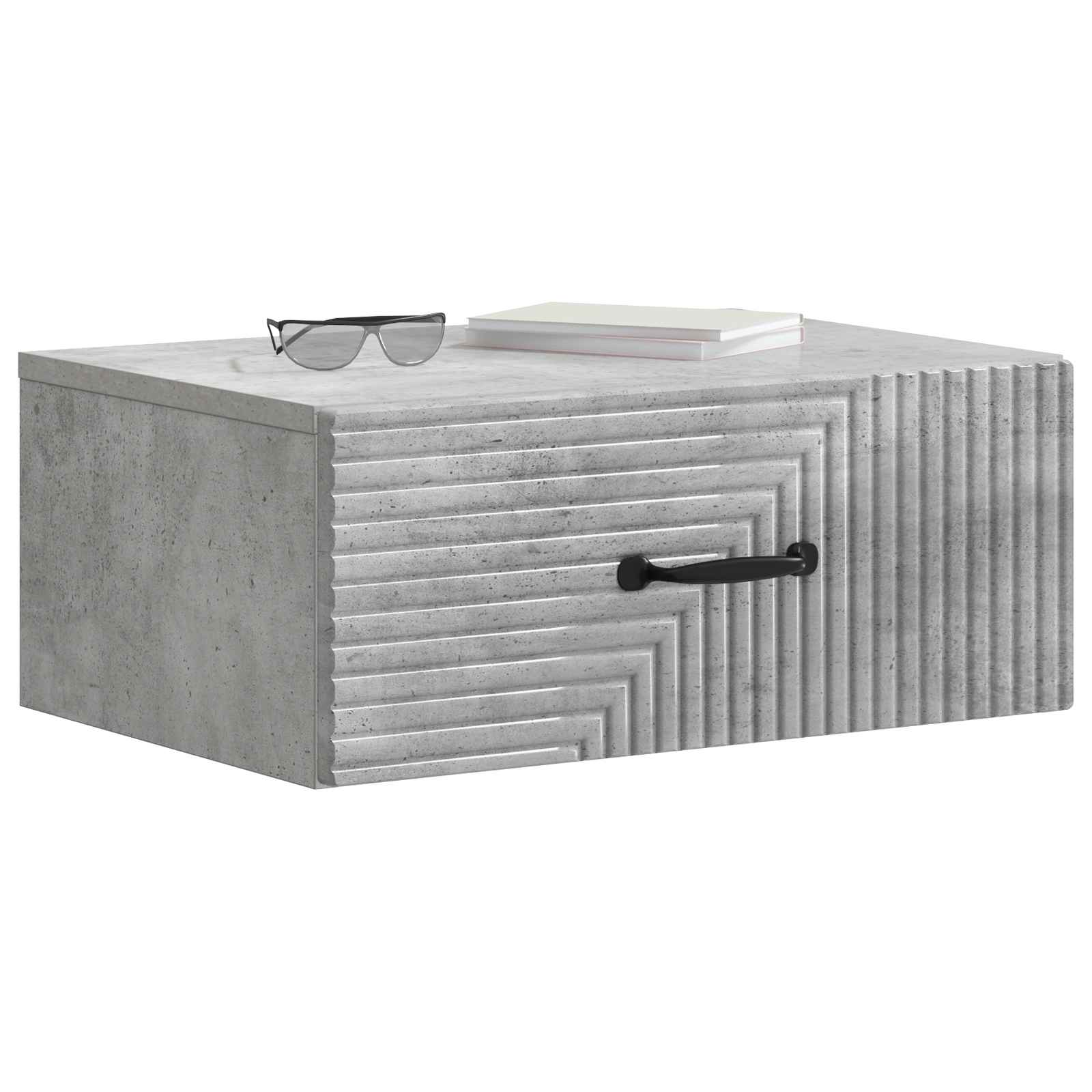 Wandmontierter Nachttisch 2 Stk. Betongrau 49 x 34,5 x 20 cm