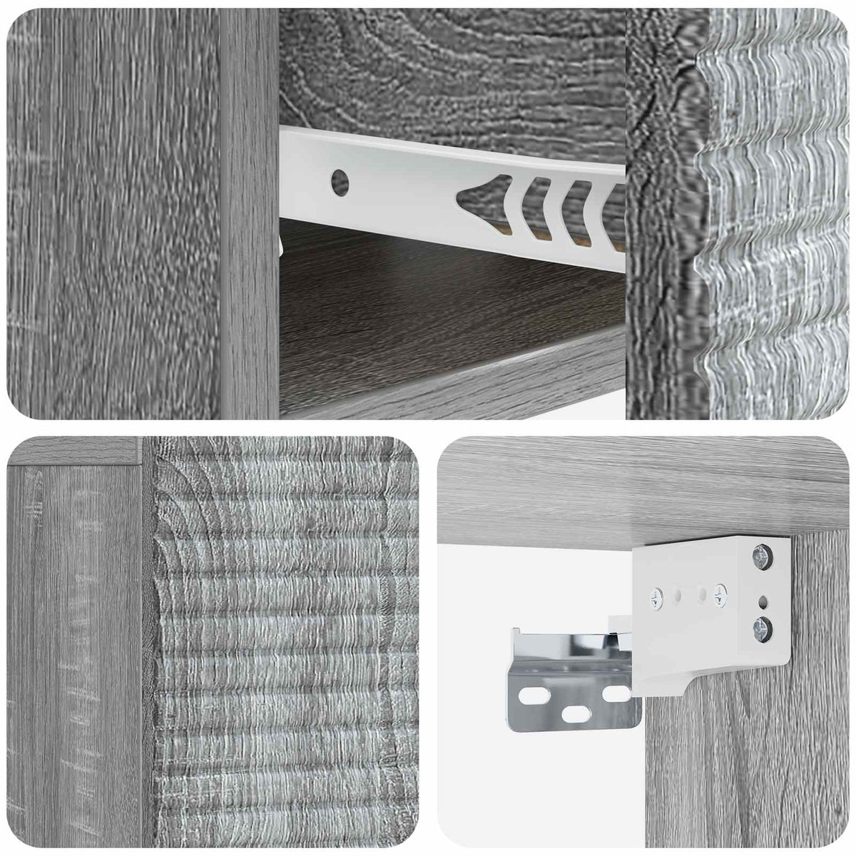 Wandmontierter Nachttisch 2 Stk. Sonoma-Grau 49 x 34,5 x 20 cm