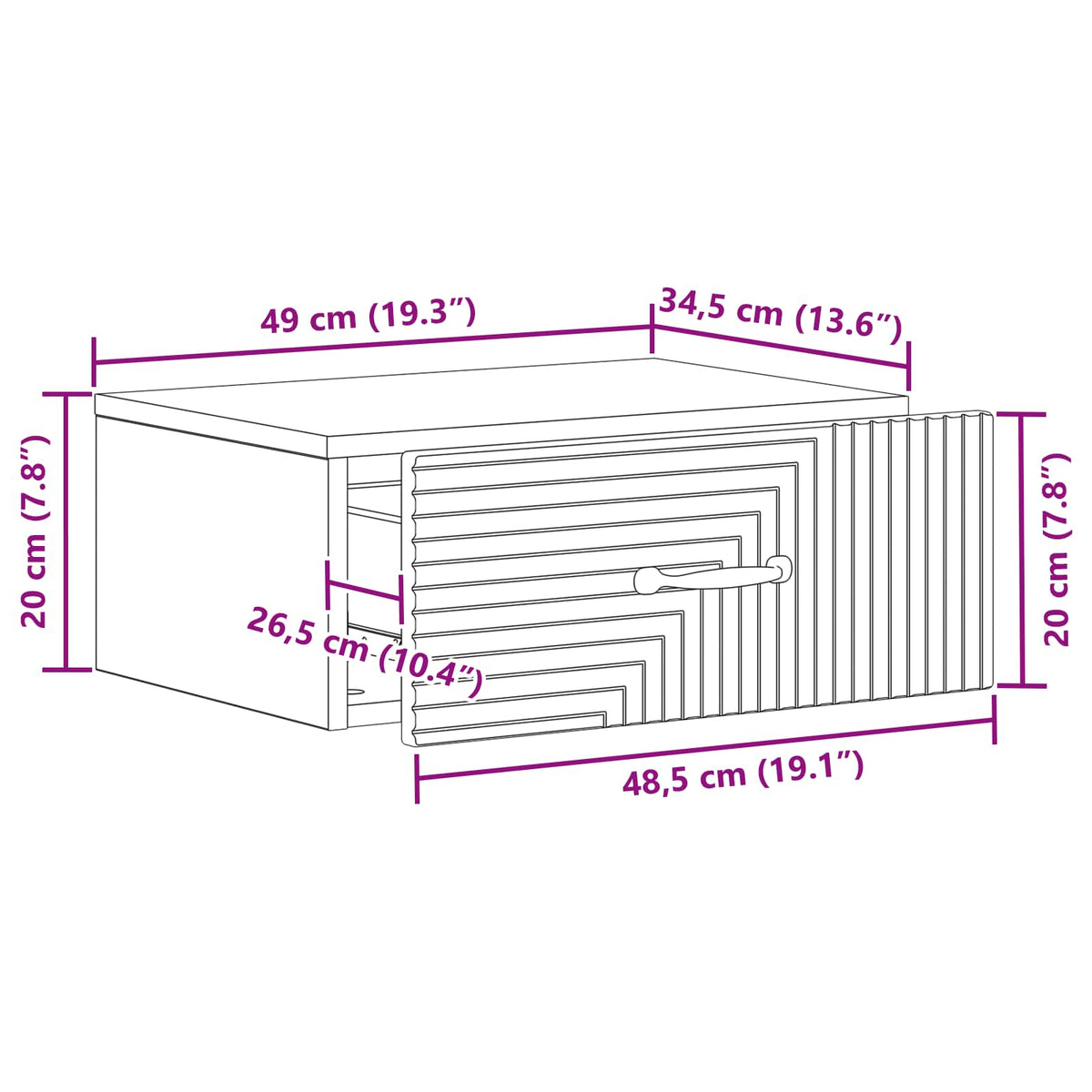 Wandmontierter Nachttisch 2 Stk. Sonoma-Grau 49 x 34,5 x 20 cm