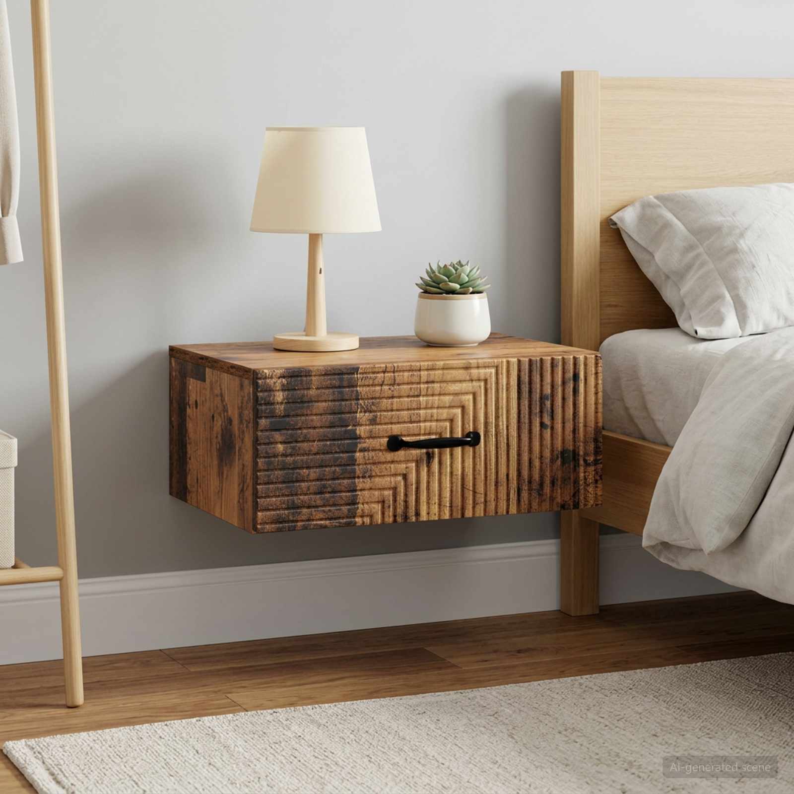 Wandmontierter Nachttisch 2 Stk. Altholz 49 x 34,5 x 20 cm