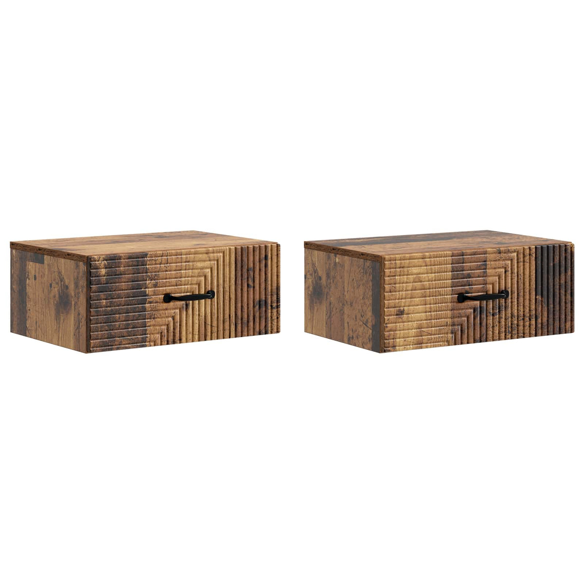 Wandmontierter Nachttisch 2 Stk. Altholz 49 x 34,5 x 20 cm