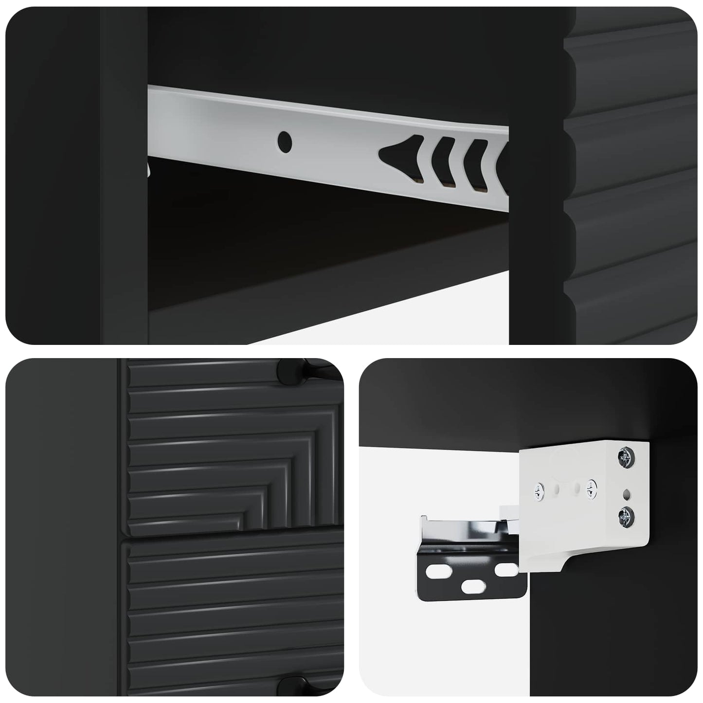 Wandmontierter Nachttisch 2 stk. Schwarz 34,5 x 33 x 40 cm