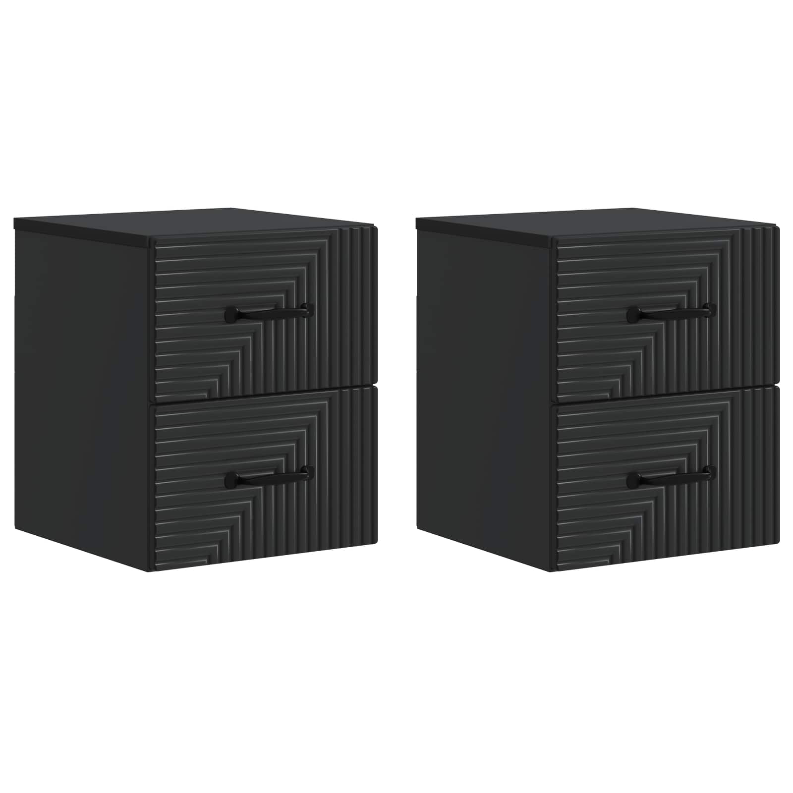 Wandmontierter Nachttisch 2 stk. Schwarz 34,5 x 33 x 40 cm