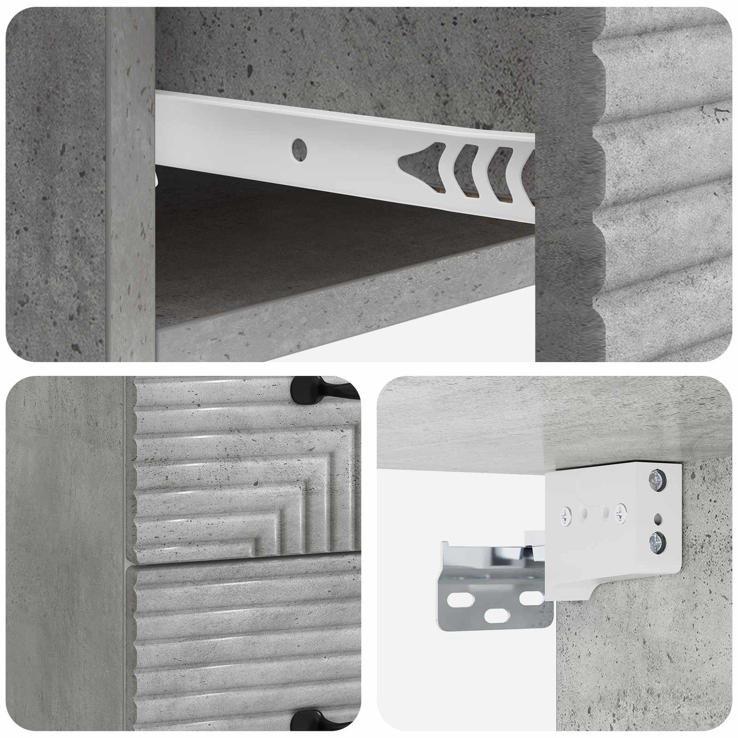 Wandmontierter Nachttisch 2 stk. Betongrau 34,5 x 33 x 40 cm