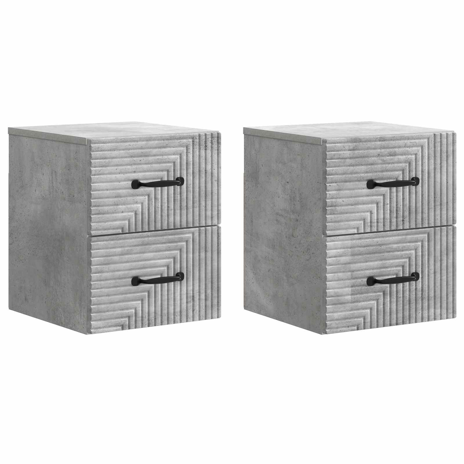 Wandmontierter Nachttisch 2 stk. Betongrau 34,5 x 33 x 40 cm