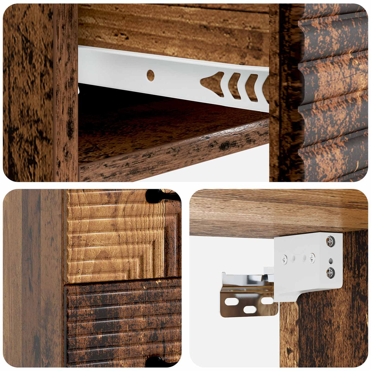 Wandmontierter Nachttisch 2 Stk. Altholz 34,5 x 33 x 40 cm