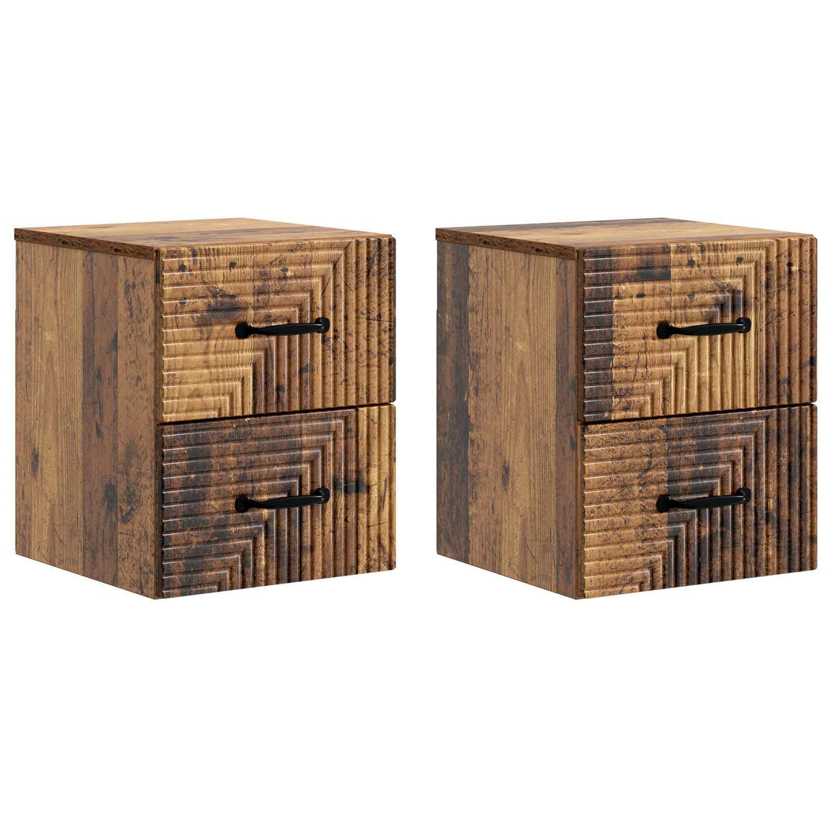 Wandmontierter Nachttisch 2 Stk. Altholz 34,5 x 33 x 40 cm