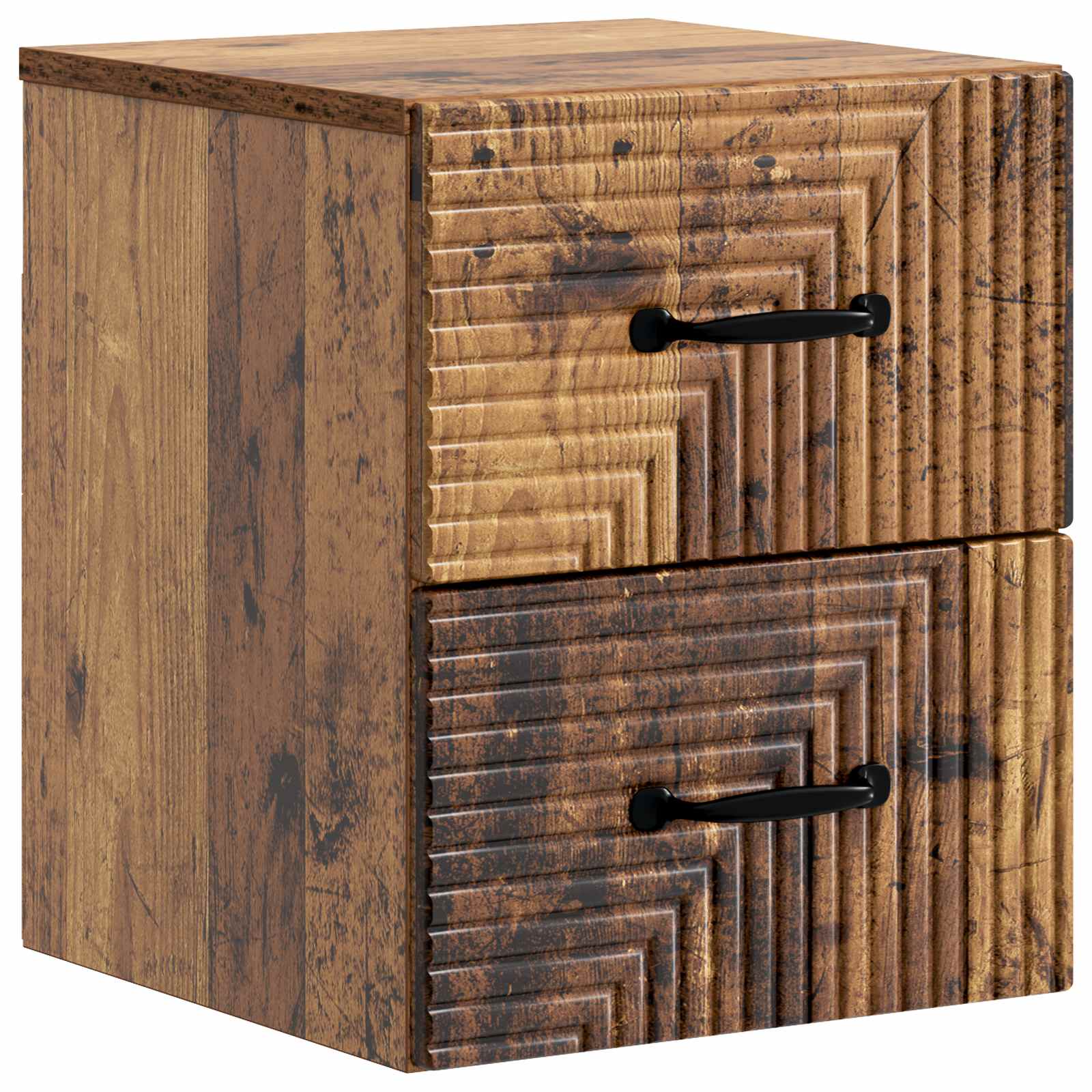 Wandmontierter Nachttisch 2 Stk. Altholz 34,5 x 33 x 40 cm
