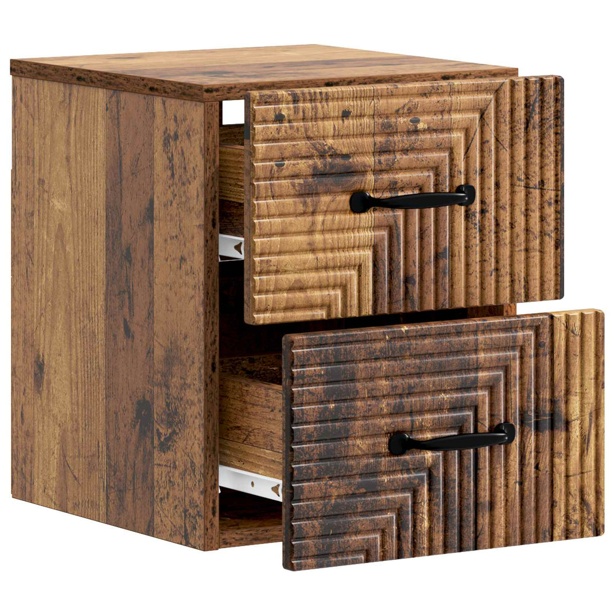 Wandmontierter Nachttisch 2 Stk. Altholz 34,5 x 33 x 40 cm