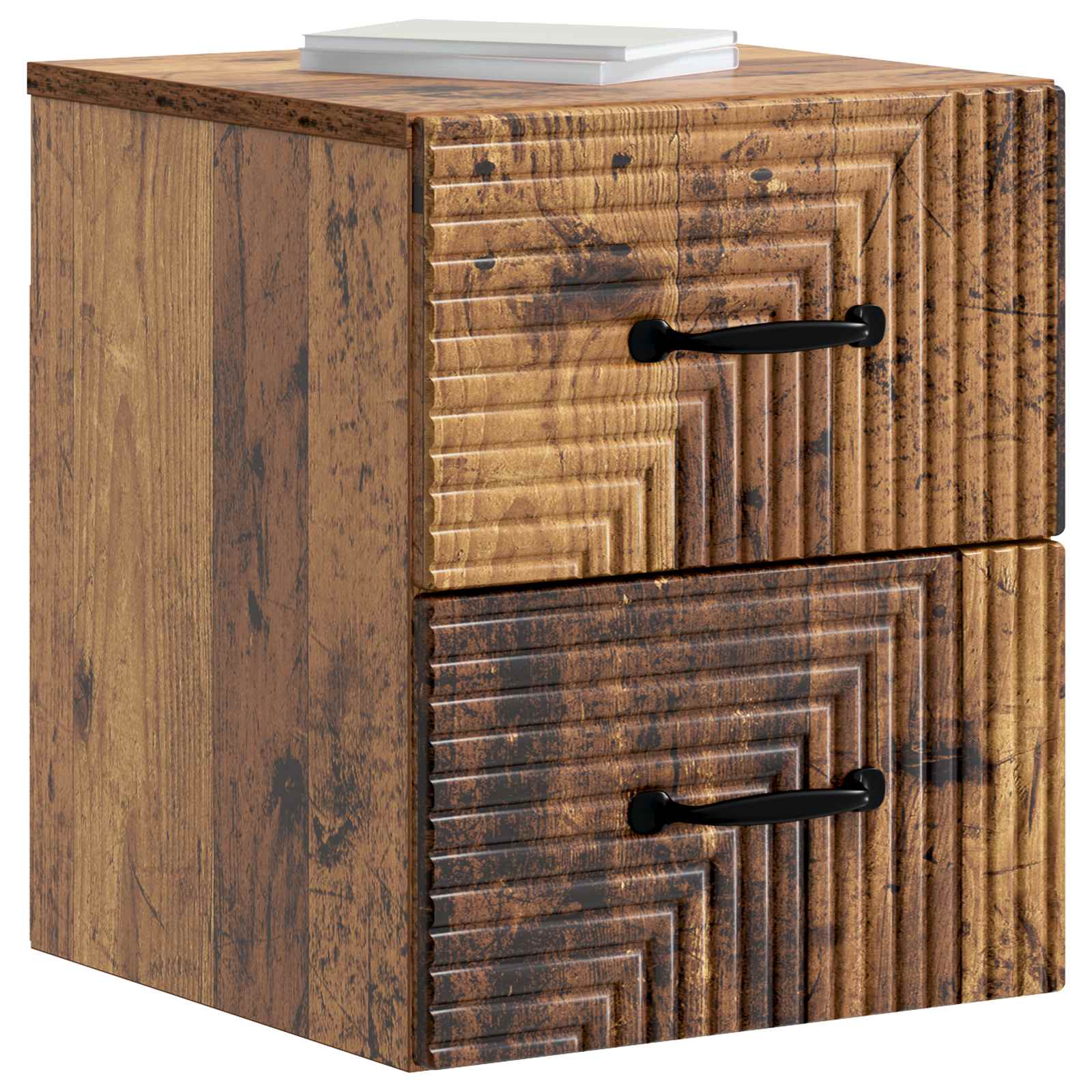 Wandmontierter Nachttisch 2 Stk. Altholz 34,5 x 33 x 40 cm