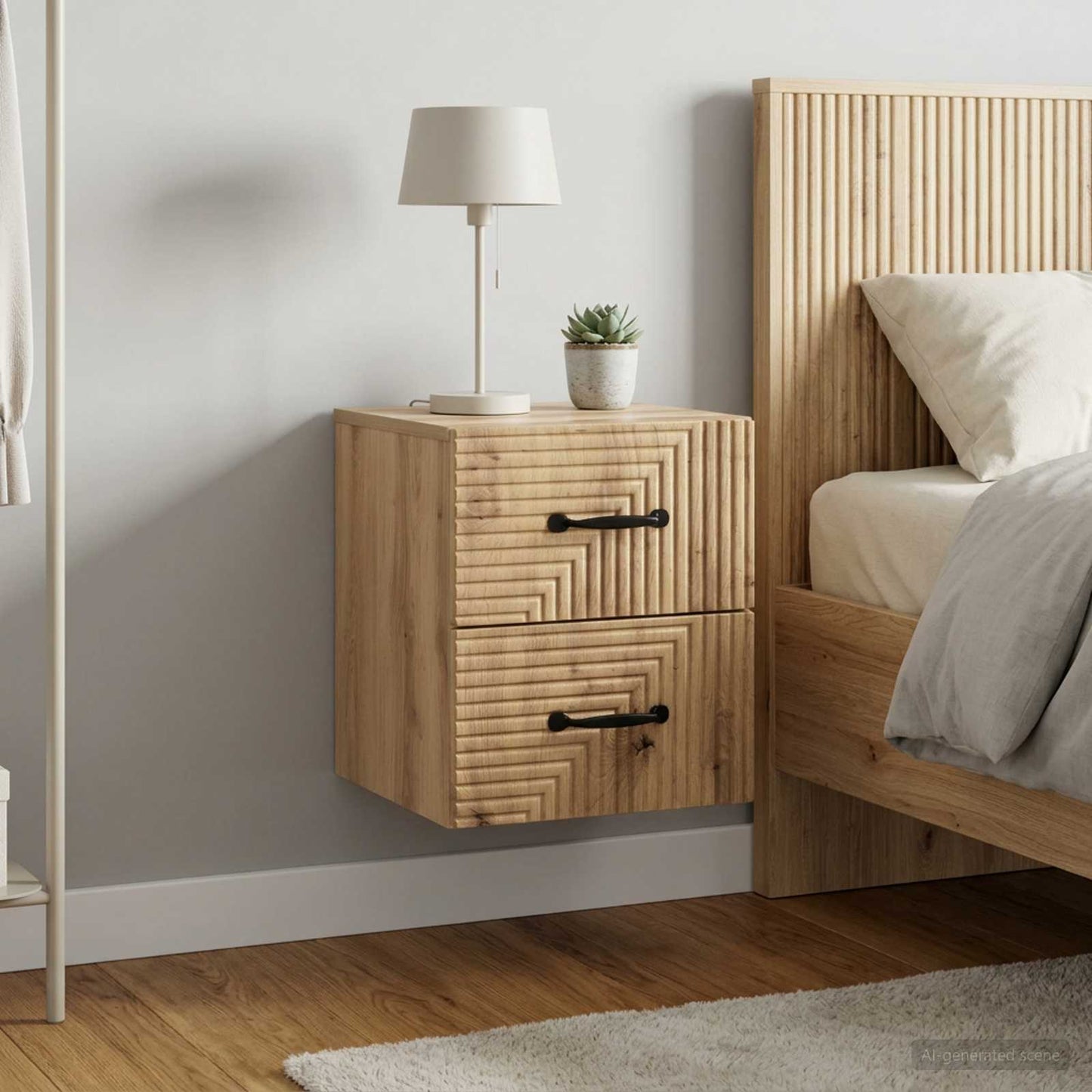 Wandmontierter Nachttisch 2 stk. Artisan-Eiche