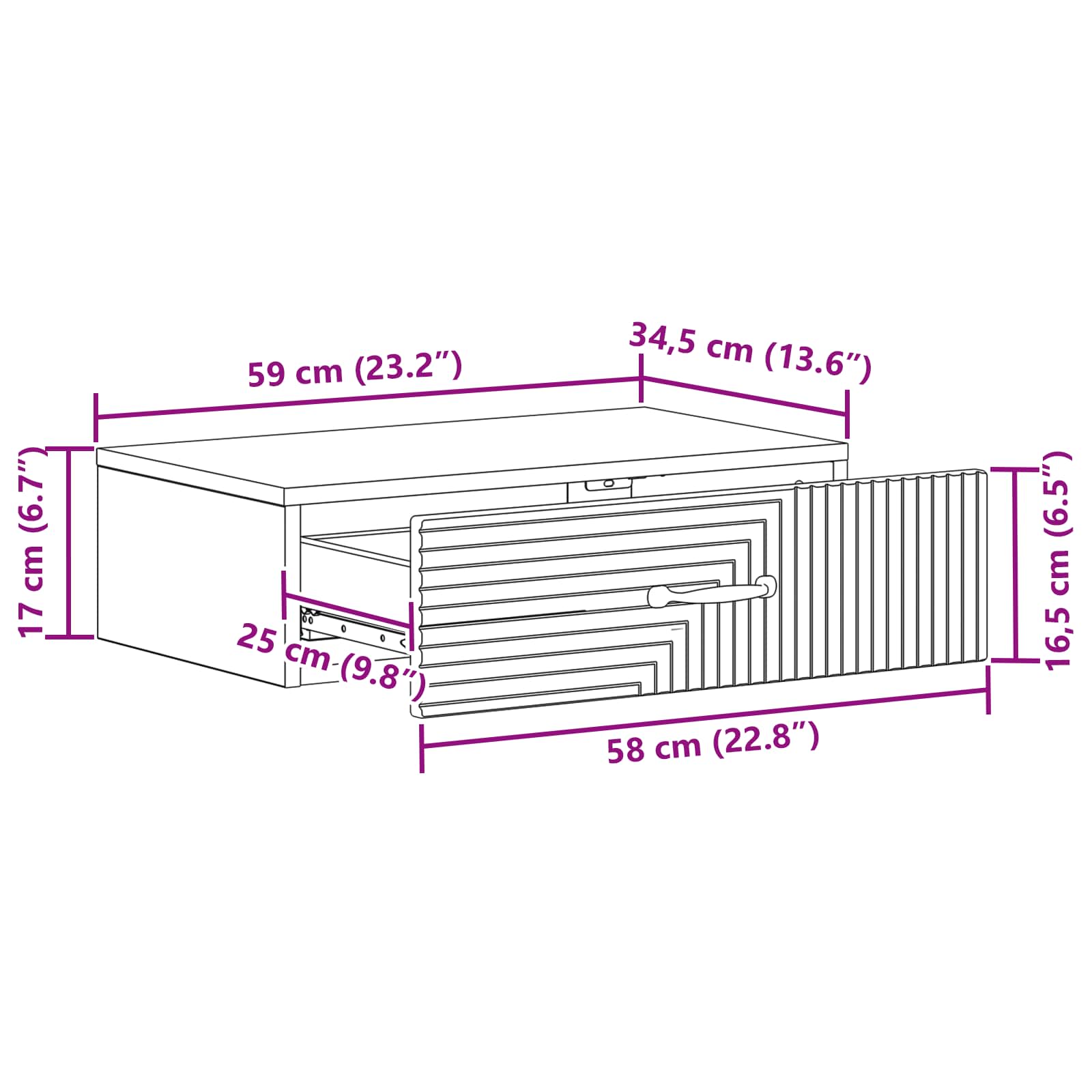 Wandmontierter Beistelltisch 59 x 34,5 x 17 cm Holzwerkstoff