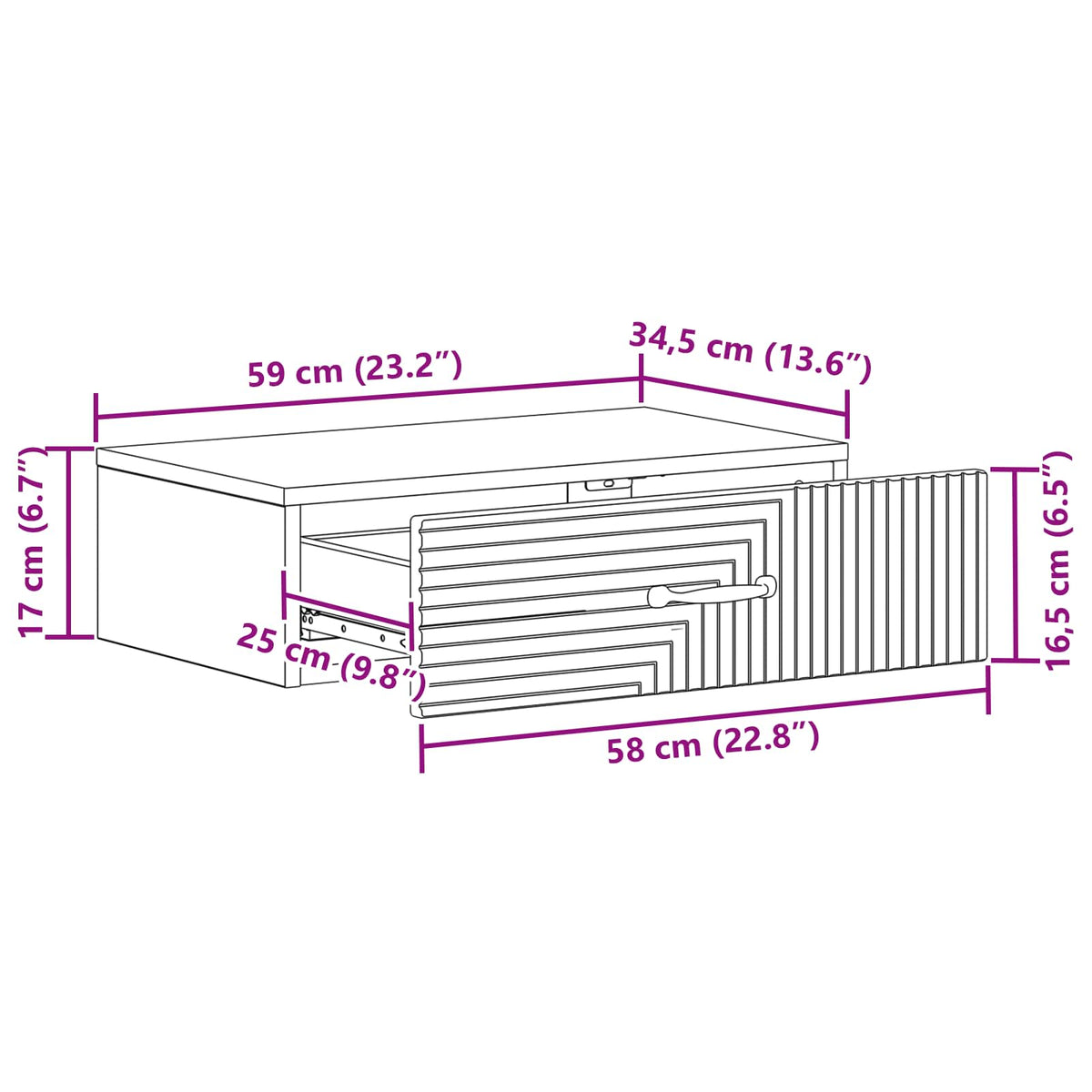 Wandmontierter Beistelltisch 59 x 34,5 x 17 cm Holzwerkstoff