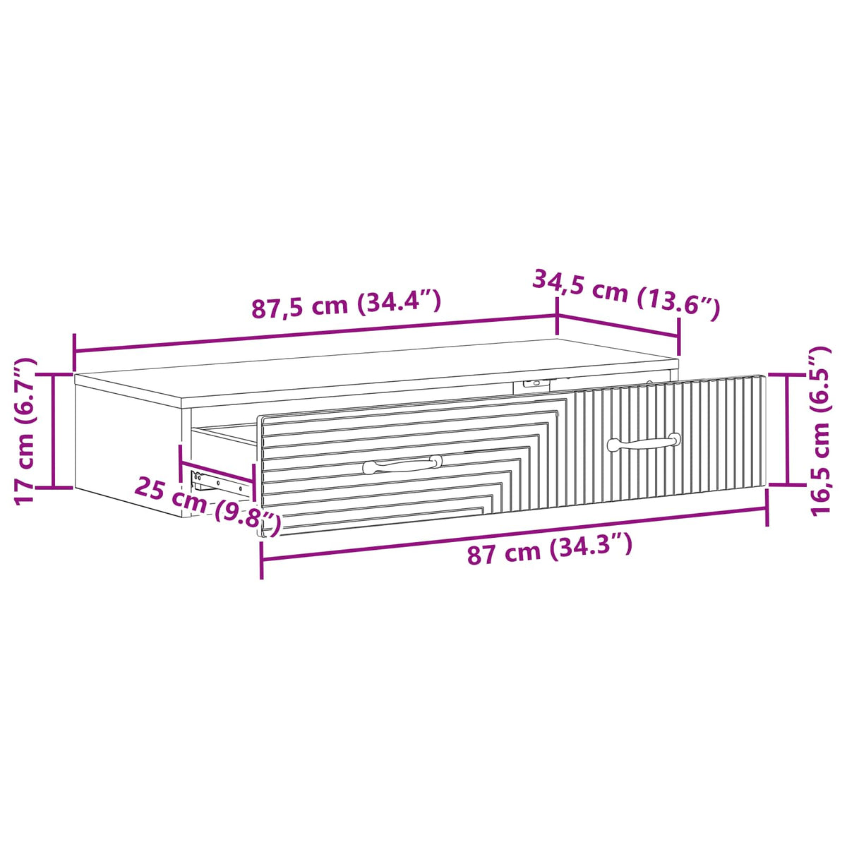 Wandmontierter Beistelltisch 87,5 x 34,5 x 17 cm Holzwerkstoff