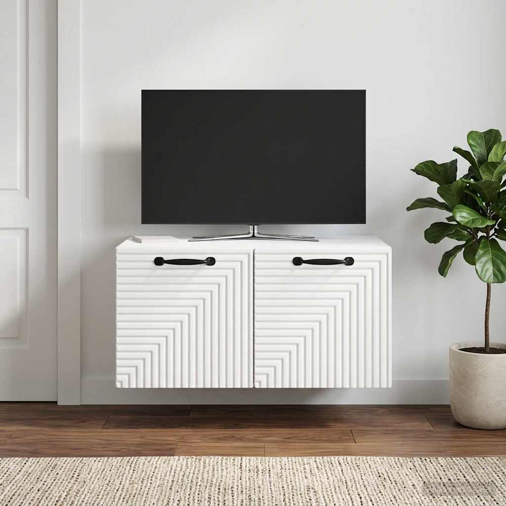 Wandmontierter TV-Schrank Weiß 59,5 x 41 x 30 cm Holzwerkstoff