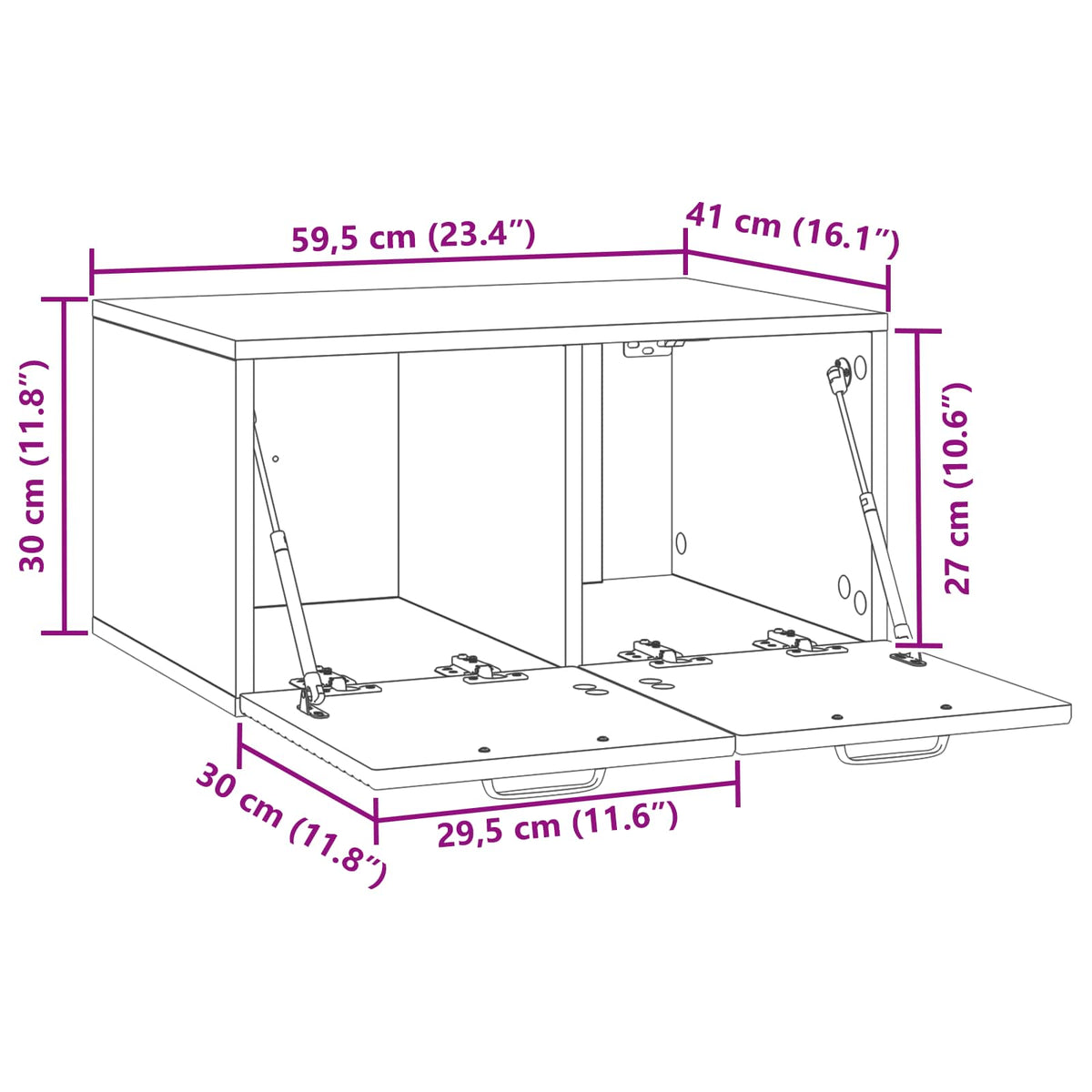 Wandmontierter TV-Schrank Sonoma-Eiche 59,5 x 41 x 30 cm