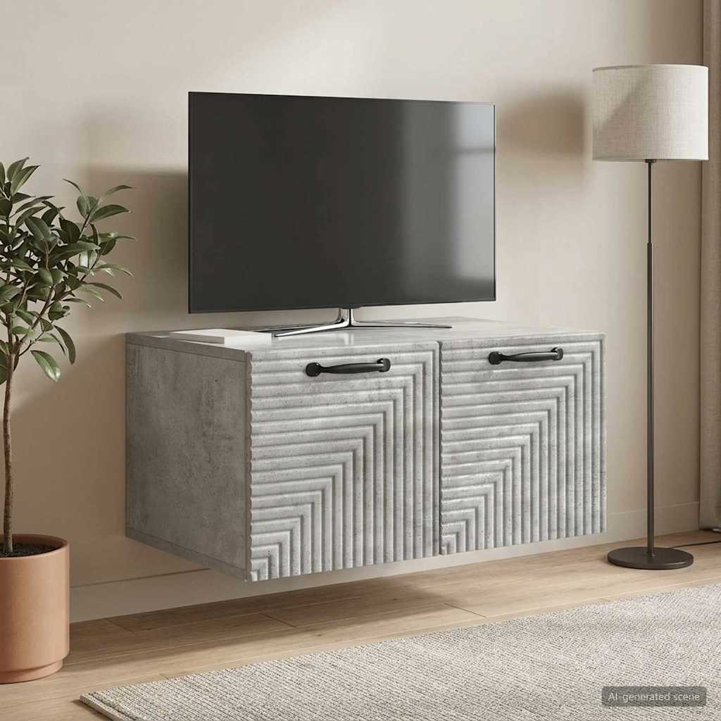 Wandmontierter TV-Schrank Betongrau 59,5 x 41 x 30 cm
