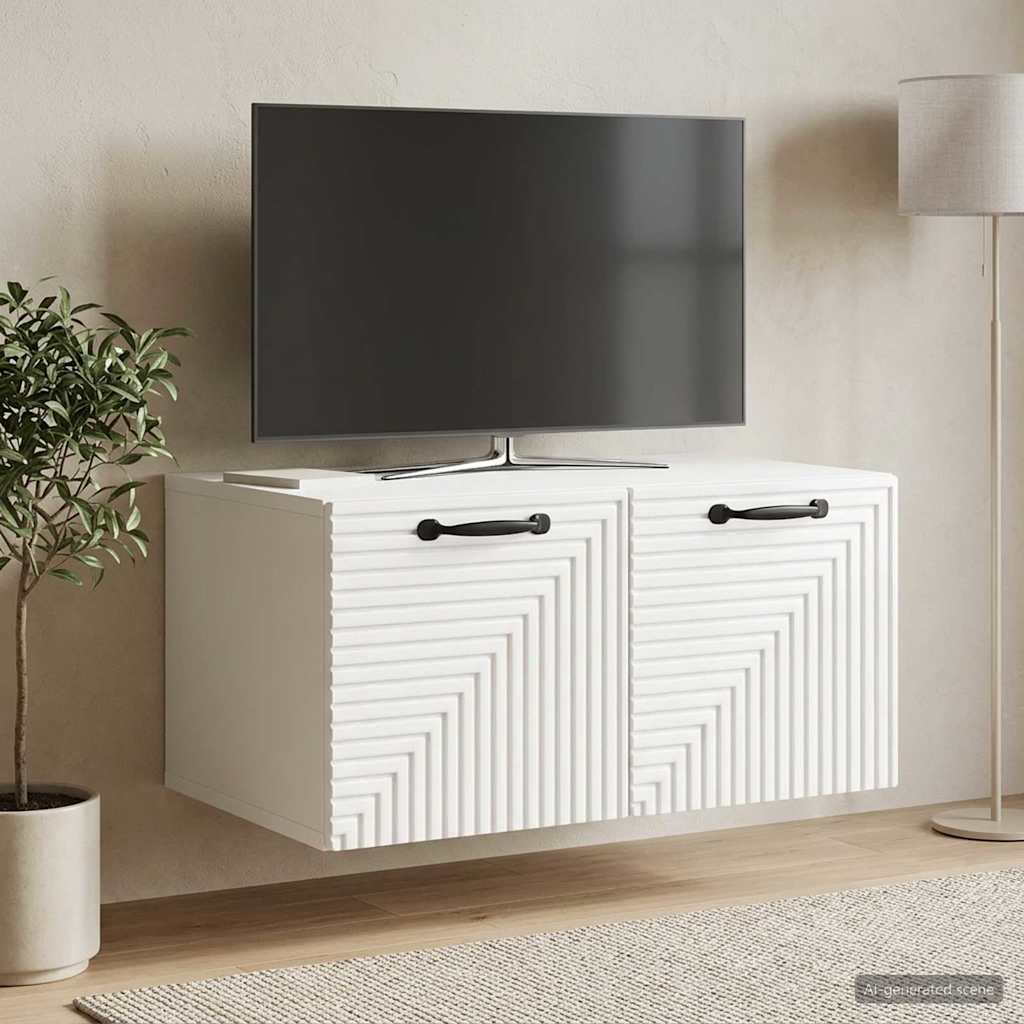 Wandmontierter TV-Schrank Hochglanz Weiß 59,5 x 41 x 30 cm