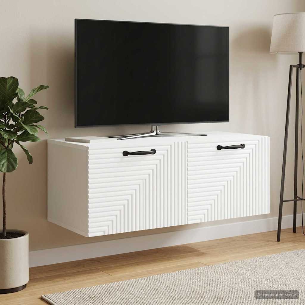 Wandmontierter TV-Schrank Weiß 78,5 x 41 x 30 cm Holzwerkstoff