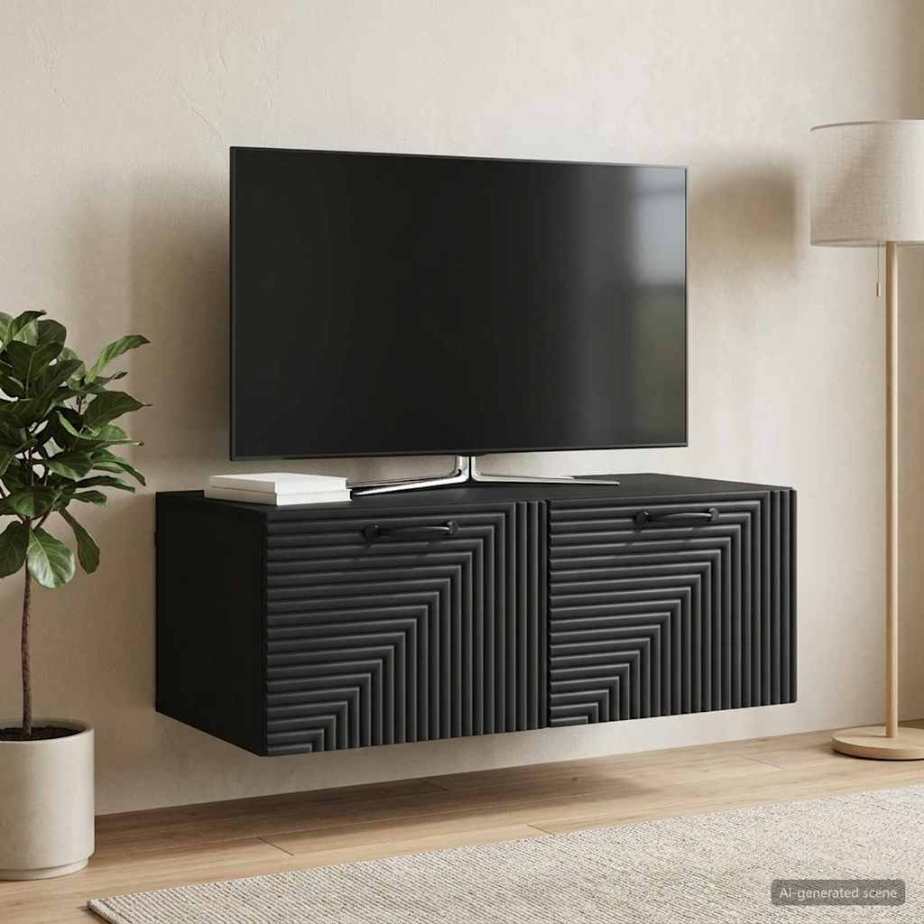 Wandmontierter TV-Schrank Schwarz 78,5 x 41 x 30 cm