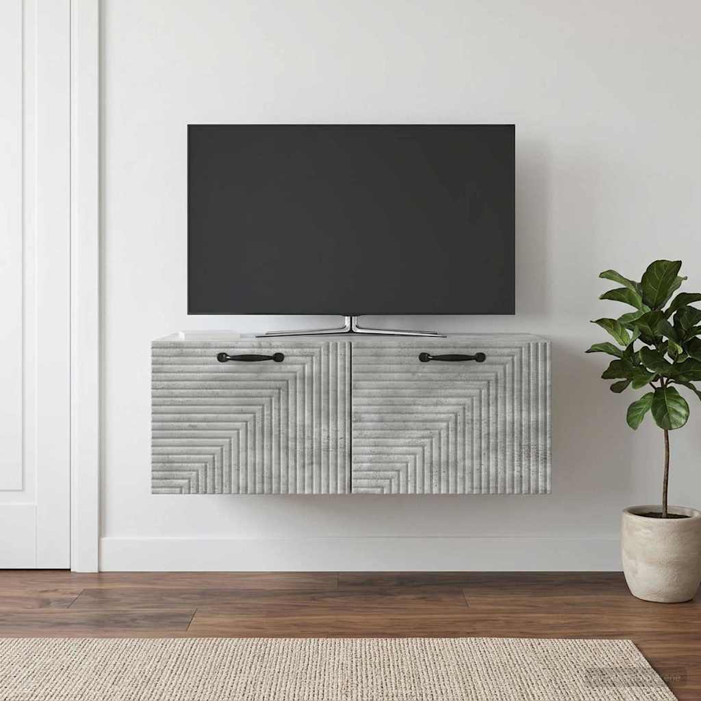 Wandmontierter TV-Schrank Betongrau 78,5 x 41 x 30 cm