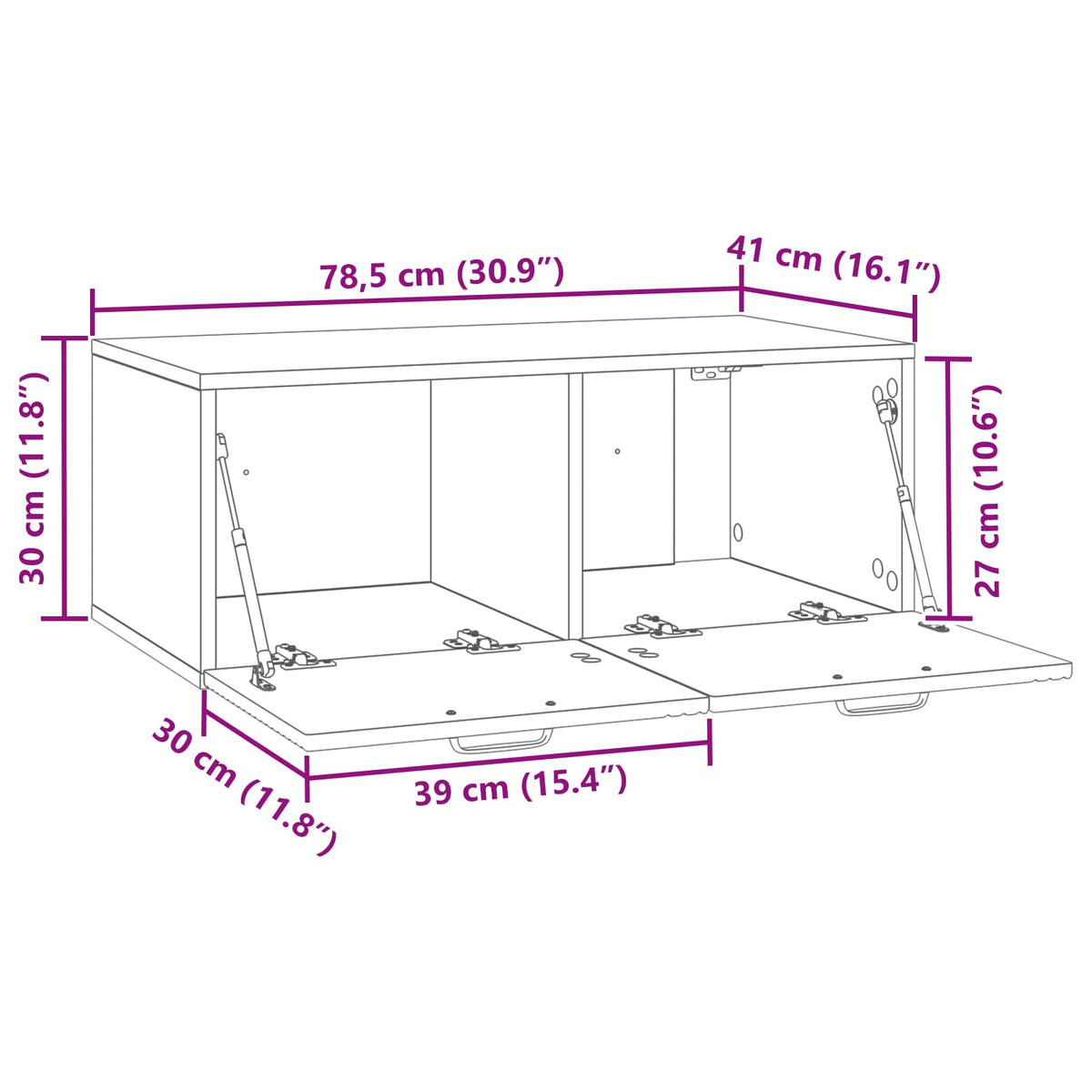 Wandmontierter TV-Schrank Betongrau 78,5 x 41 x 30 cm