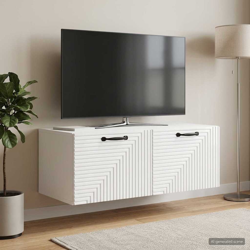 Wandmontierter TV-Schrank Hochglanz Weiß 78,5 x 41 x 30 cm