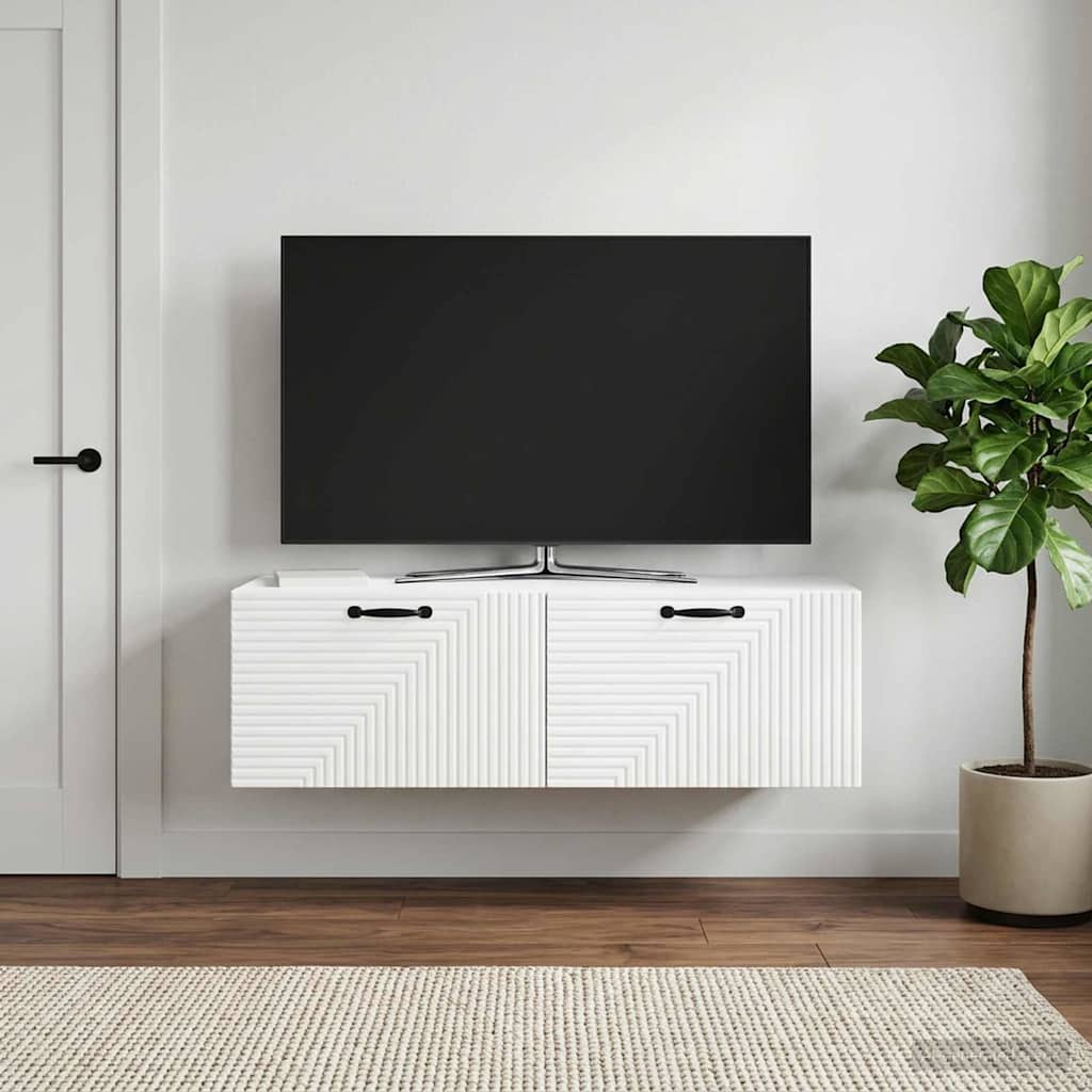 Wandmontierter TV-Schrank Weiß 98 x 41 x 30 cm Holzwerkstoff