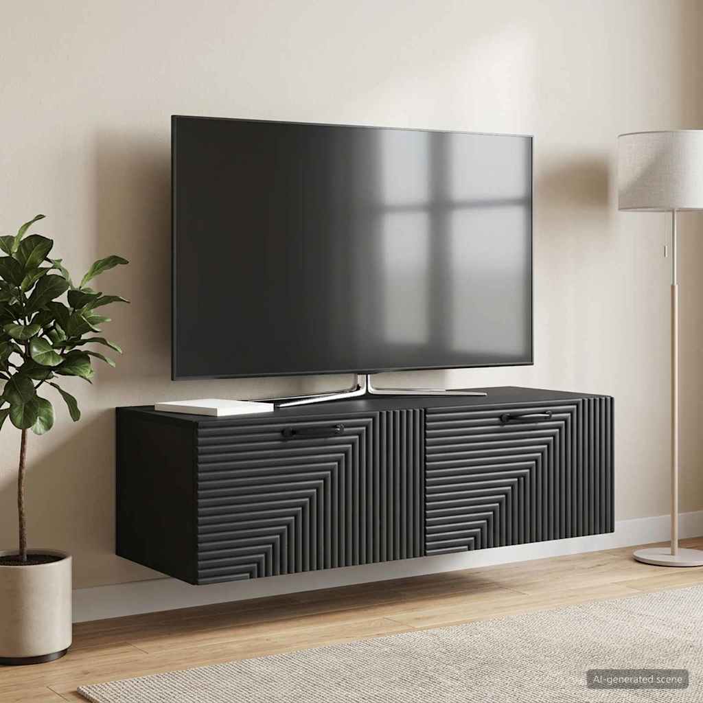 Wandmontierter TV-Schrank Schwarz 98 x 41 x 30 cm Holzwerkstoff