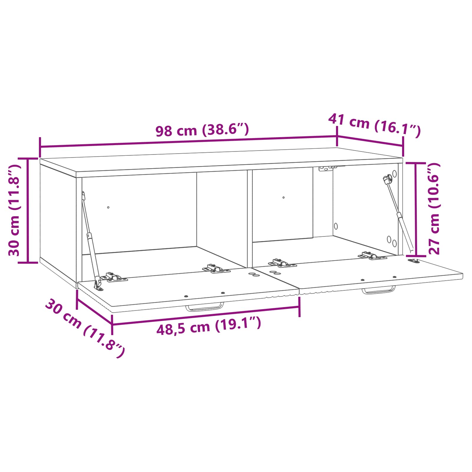 Wandmontierter TV-Schrank Schwarz 98 x 41 x 30 cm Holzwerkstoff