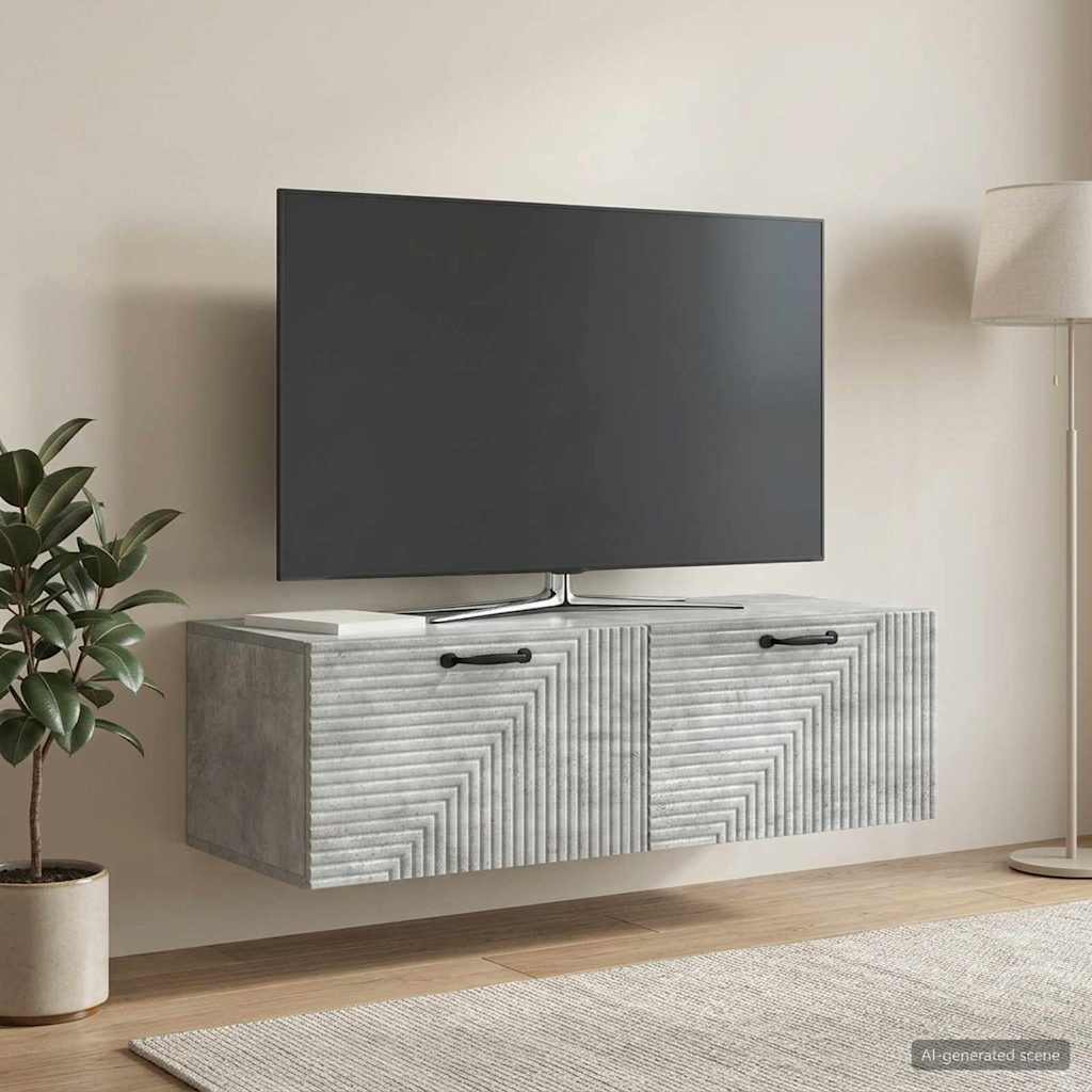 Wandmontierter TV-Schrank Betongrau 98 x 41 x 30 cm
