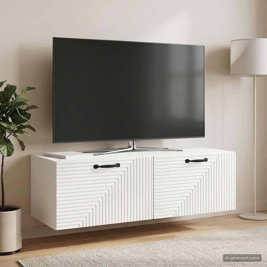 Wandmontierter TV-Schrank Hochglanz Weiß 98 x 41 x 30 cm